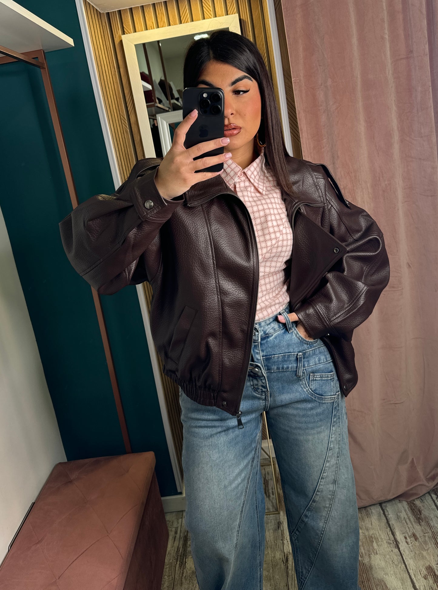 Bomber ecopelle martellato