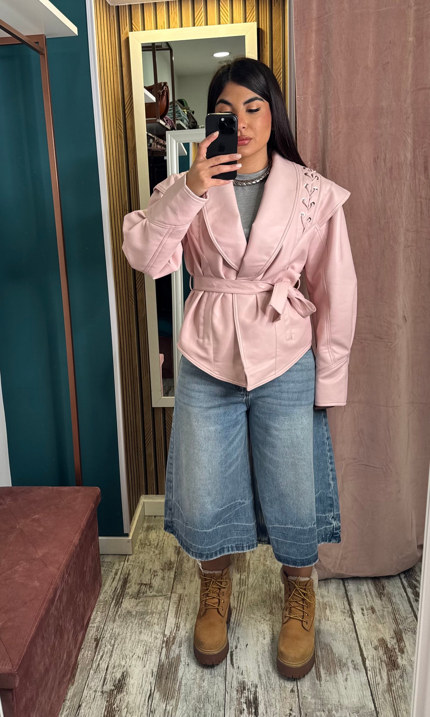 Giacca ecopelle Pink