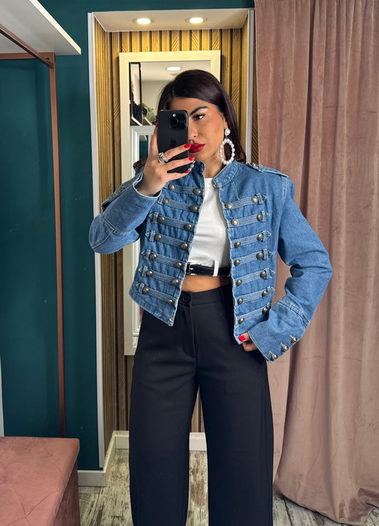 Giubbino denim Mochy bleu