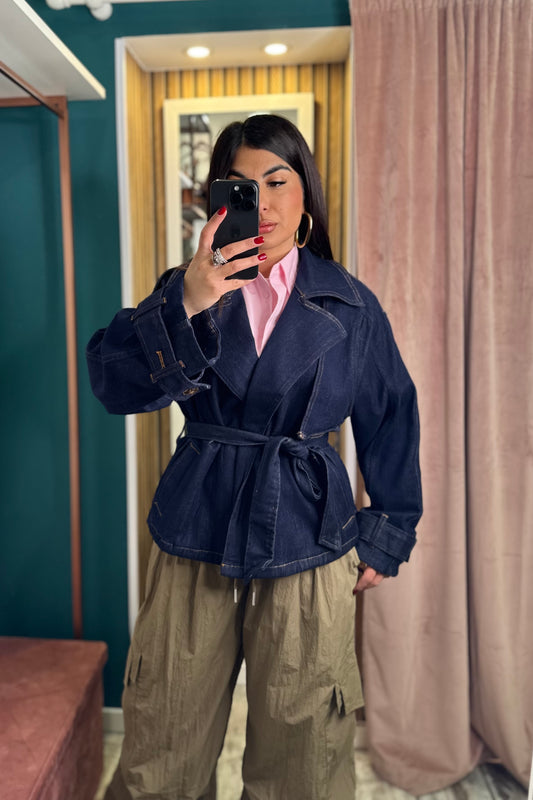 Trench corto denim