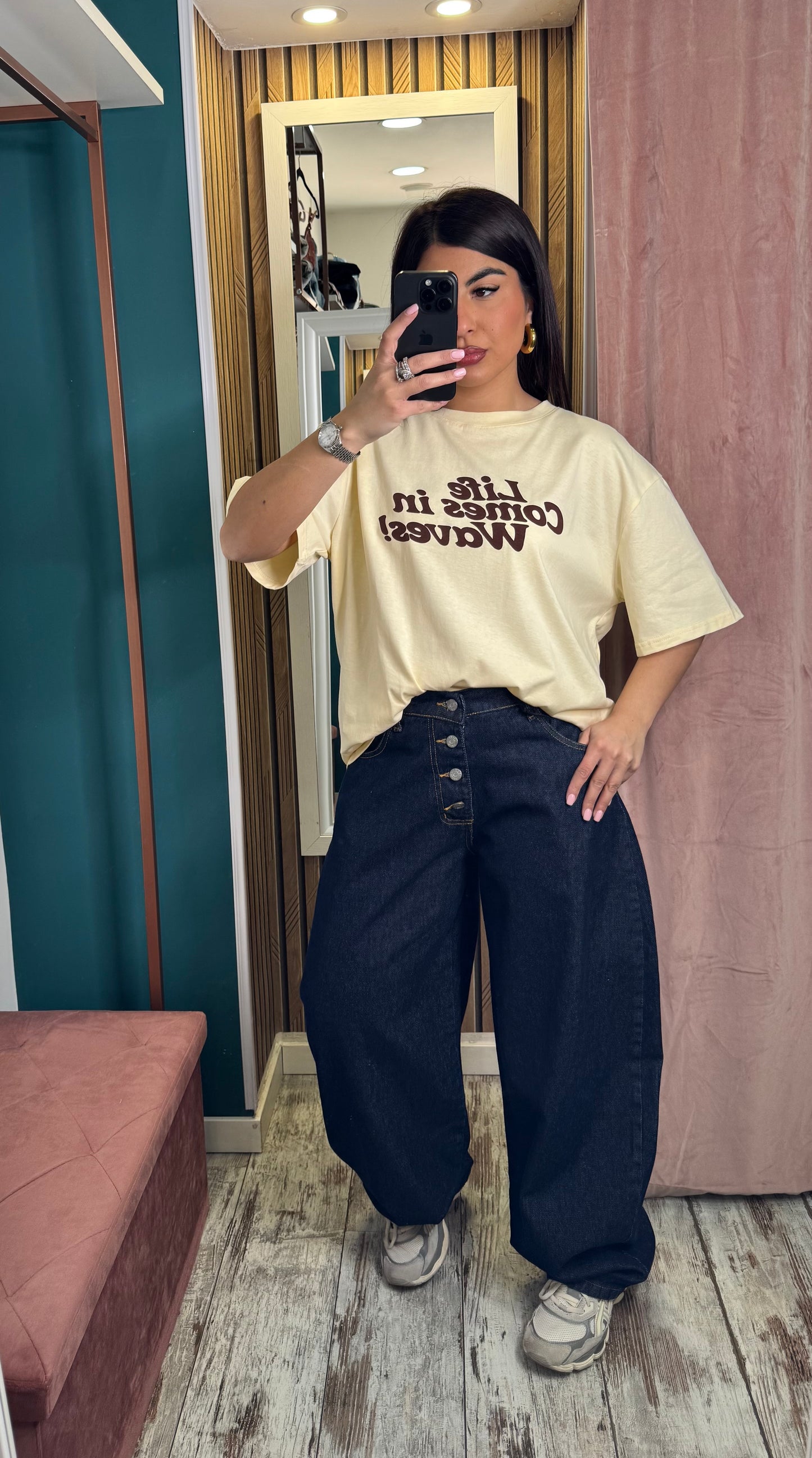 Jeans bottoni blu