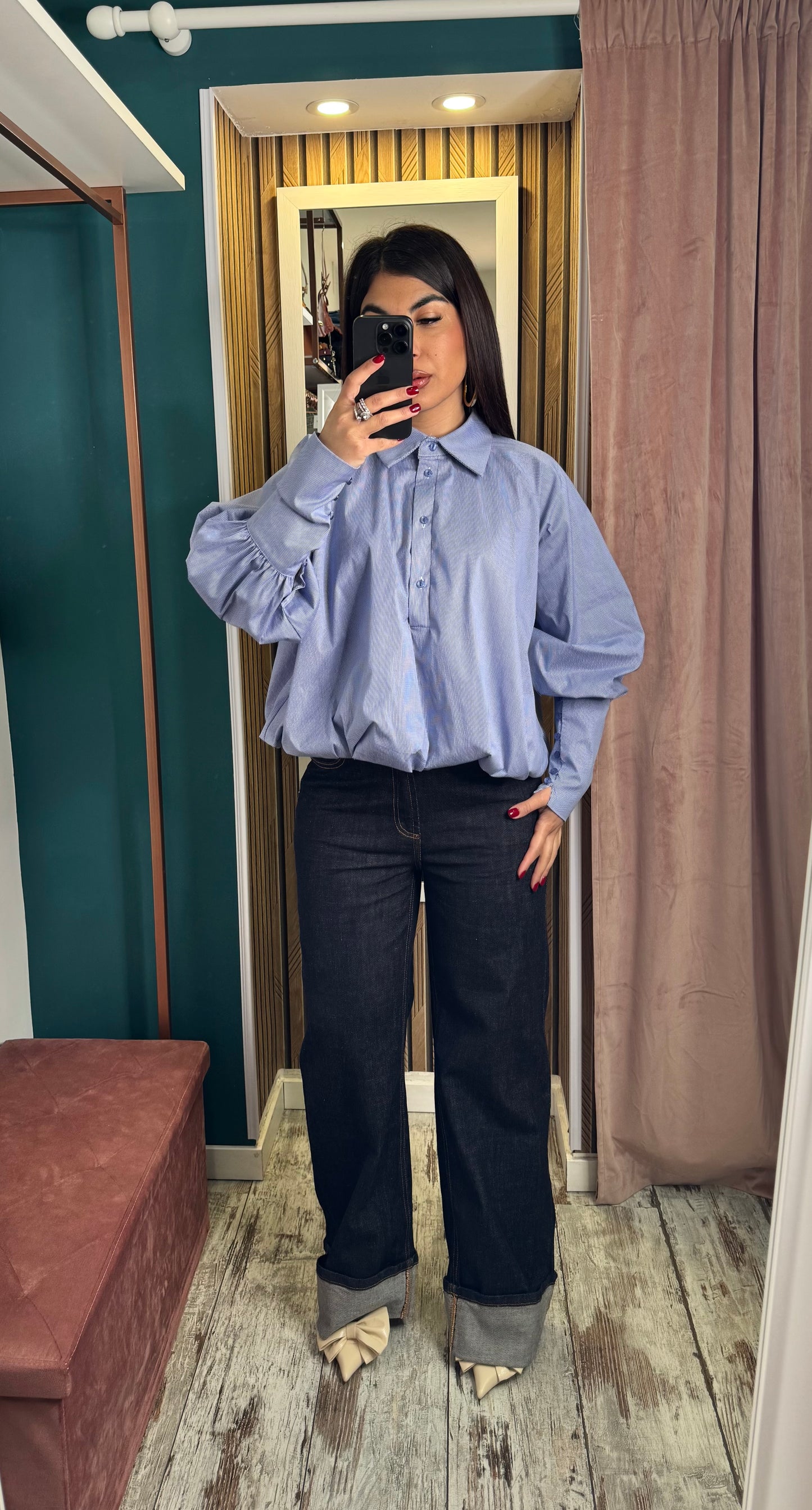 Jeans wide leg blu scuro