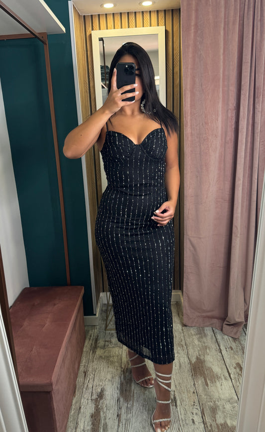 Vestito strass nero