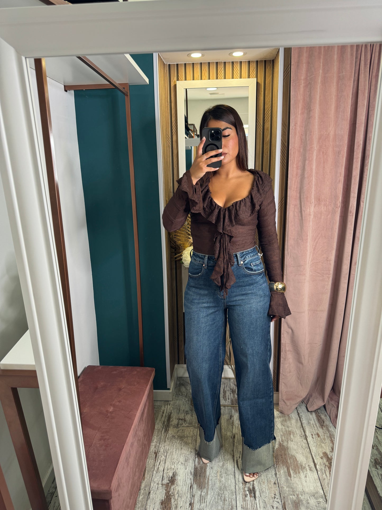 Jeans wide leg piegone