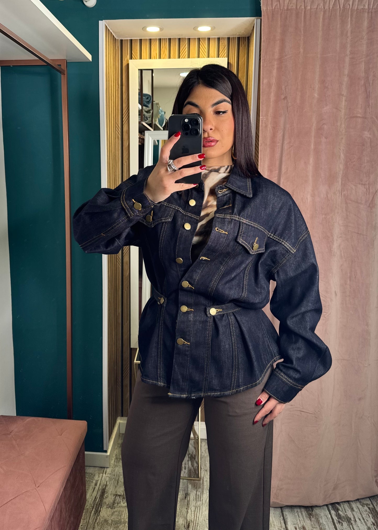 Camicia giacca denim blu