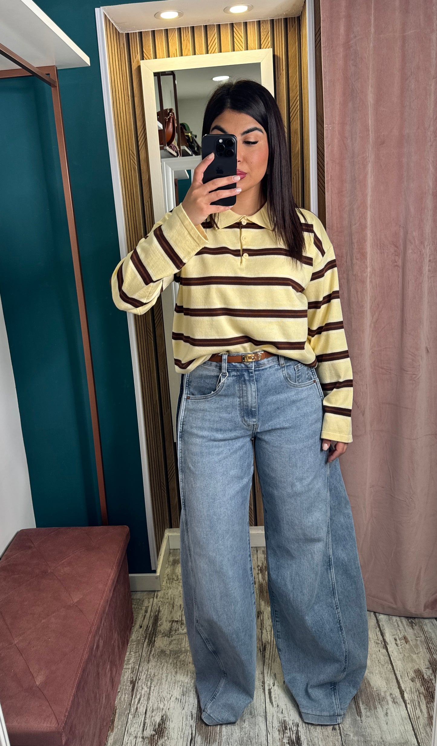 Polo filo righe Yellow