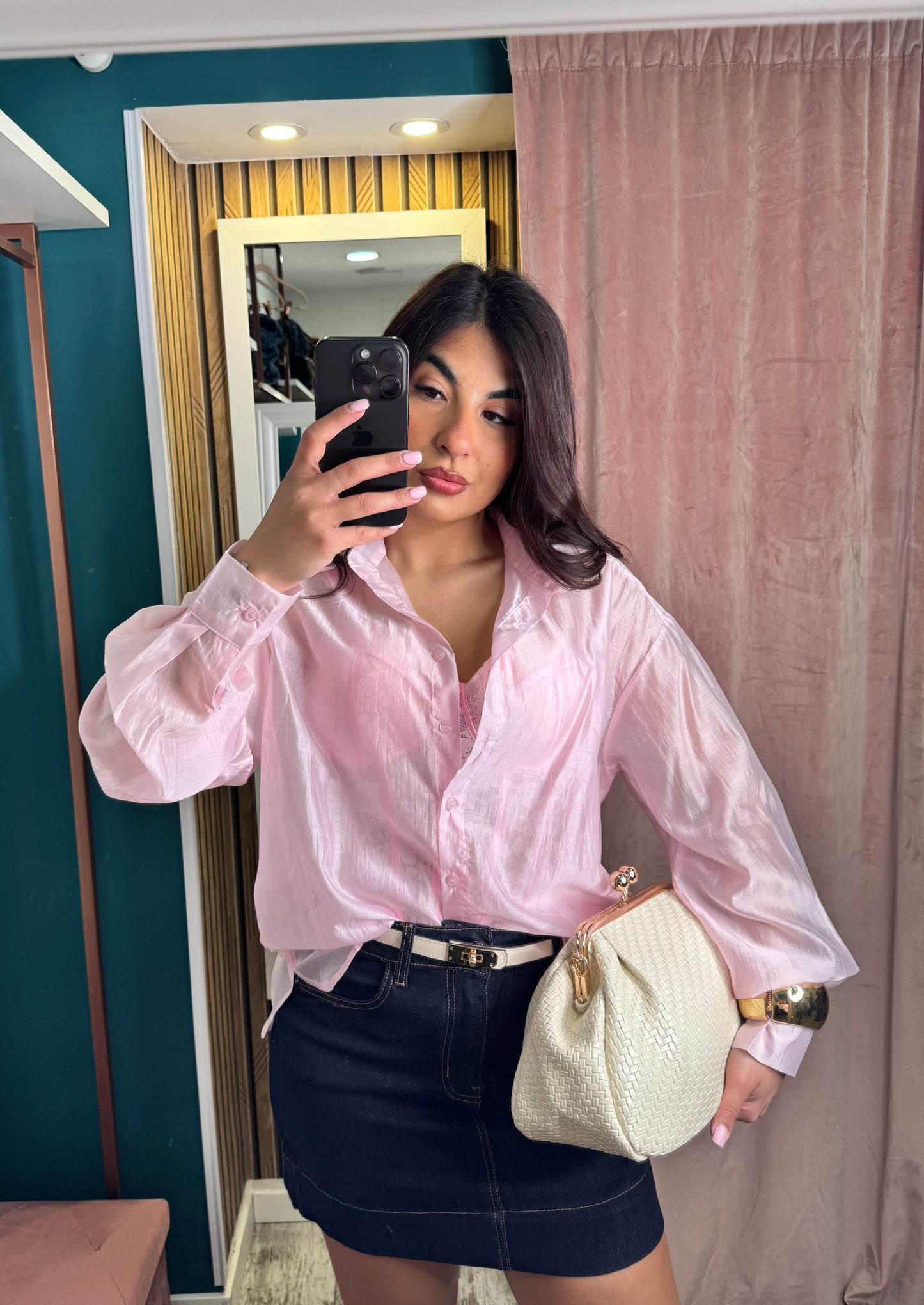 Camicia velata rosa