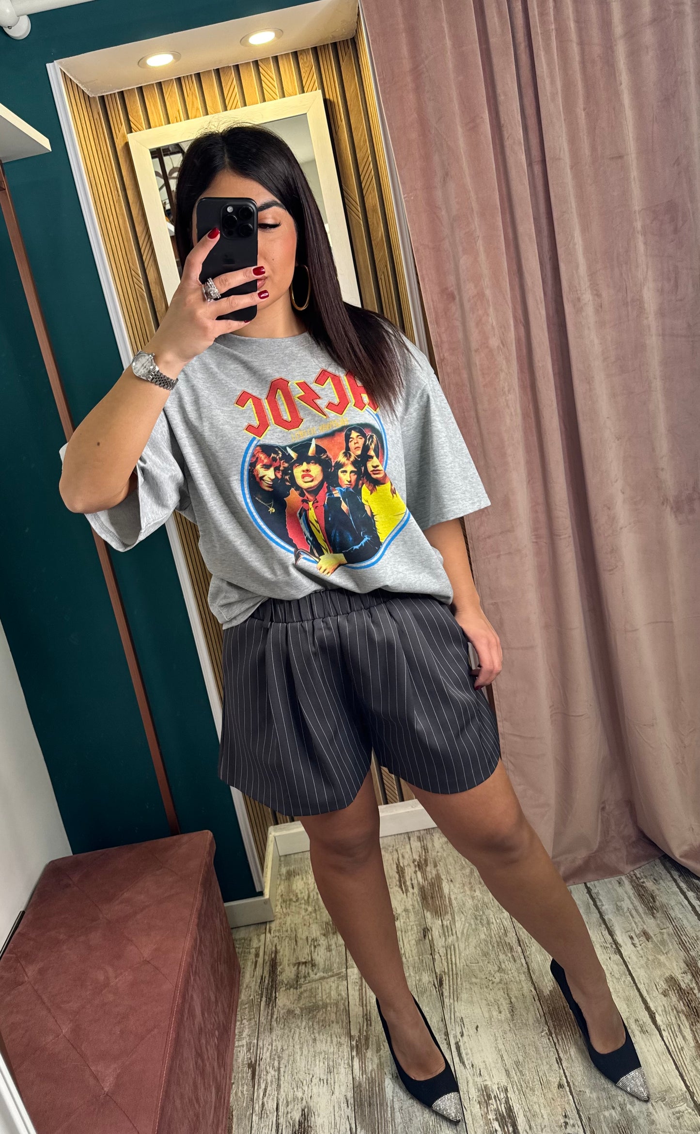 Shorts grigio righe