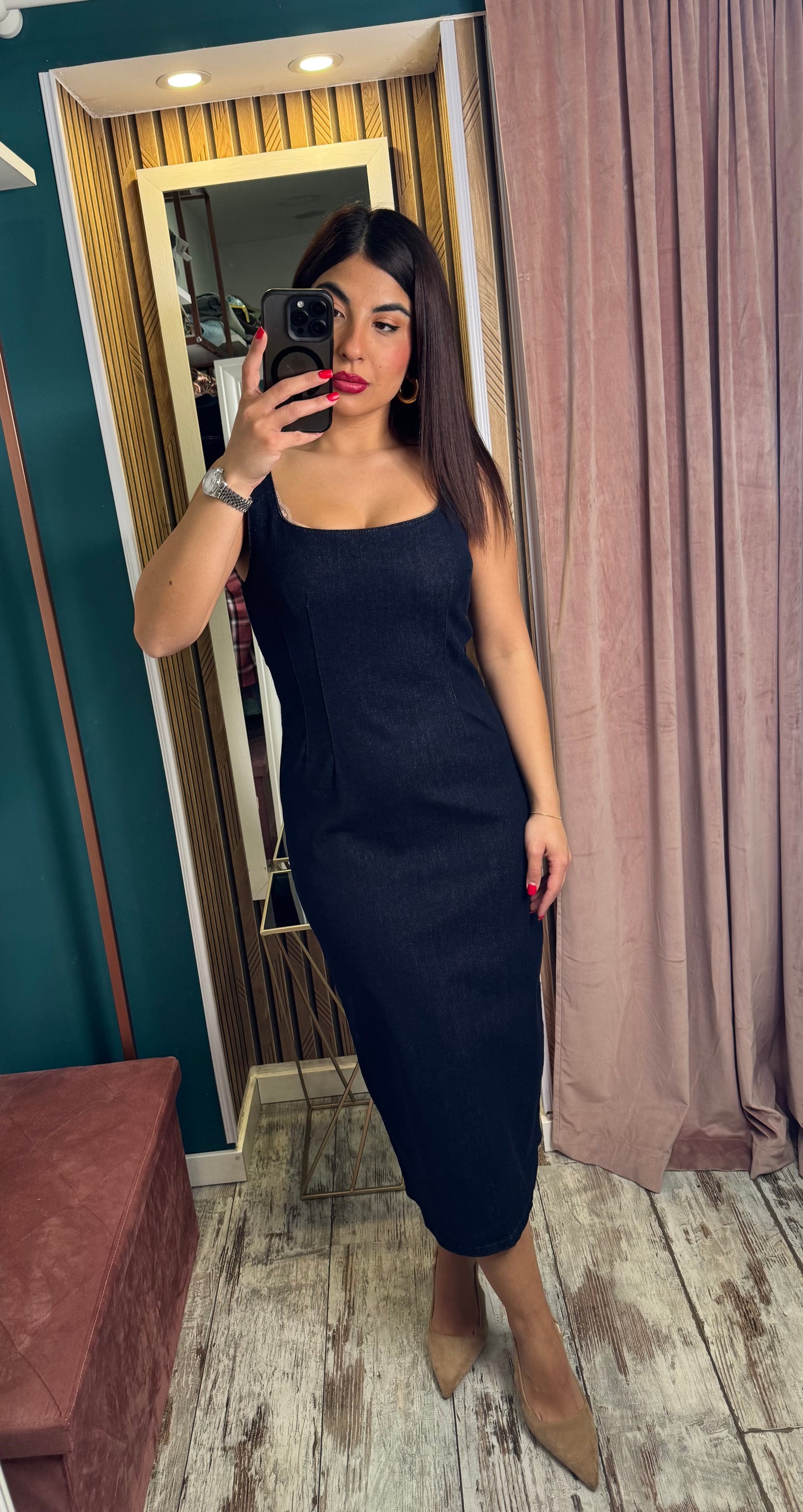 Vestito denim dark blu