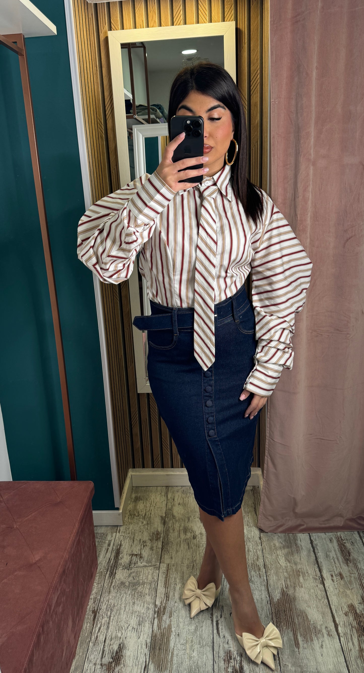 Gonna midi jeans blu