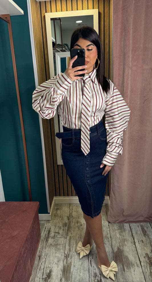 Gonna midi jeans blu