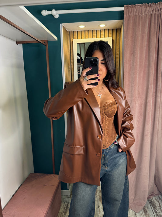 Giacca ecopelle camel