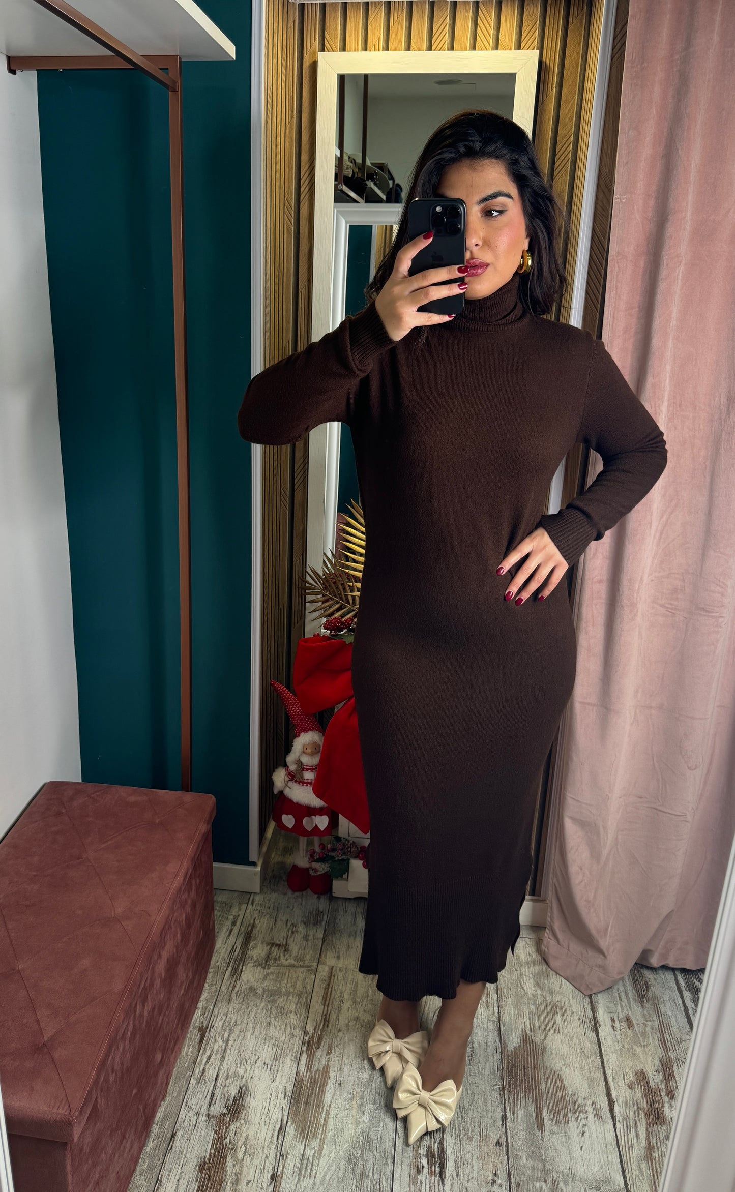 Vestito lana tabacco