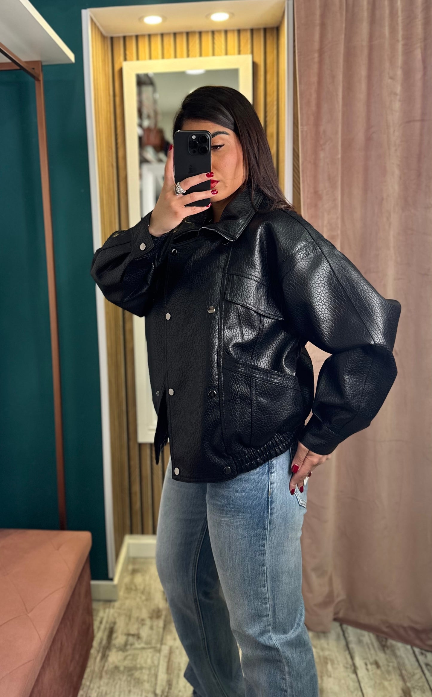 Bomber nero ecopelle