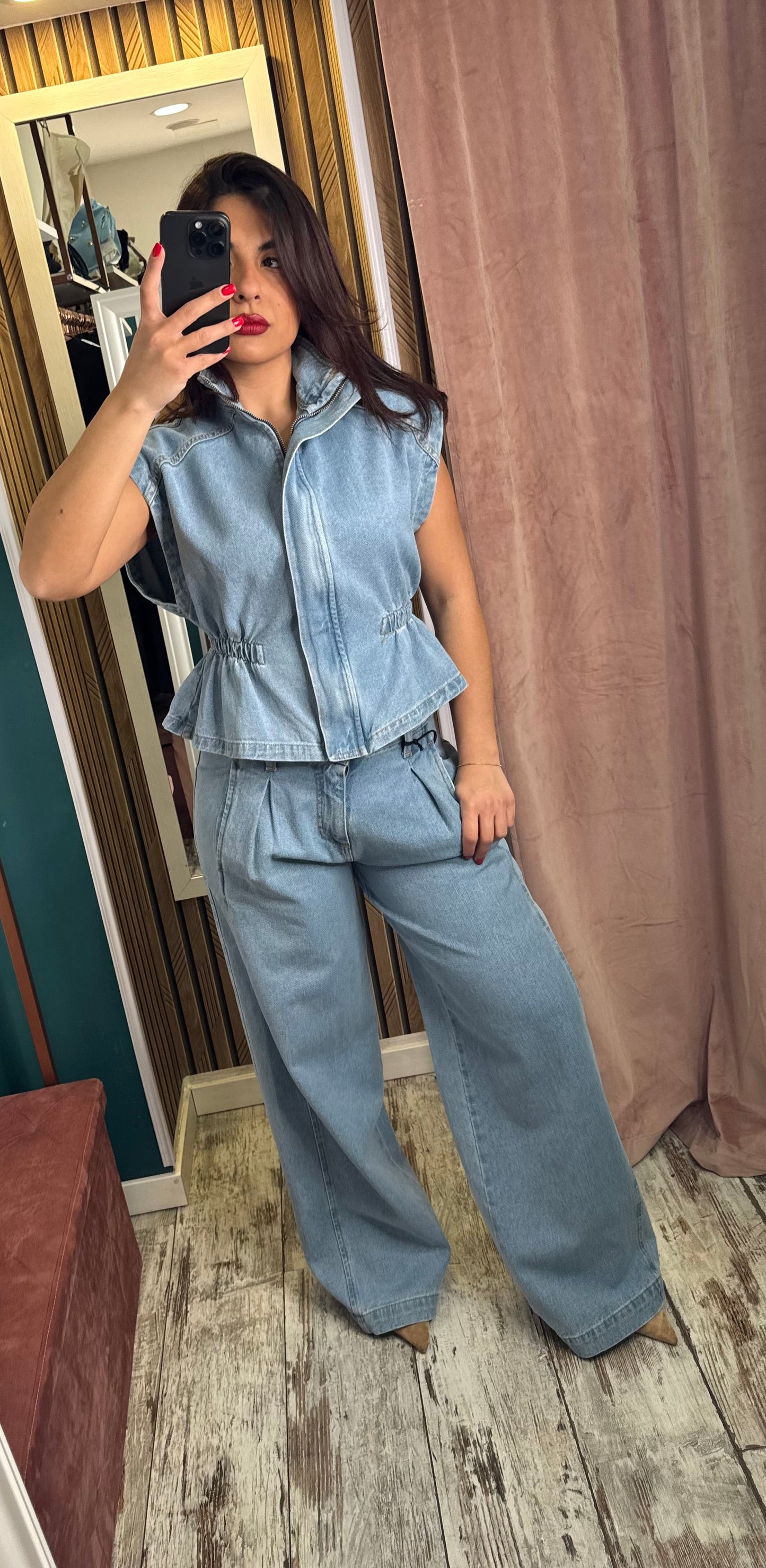 Cordset in denim Gilet
