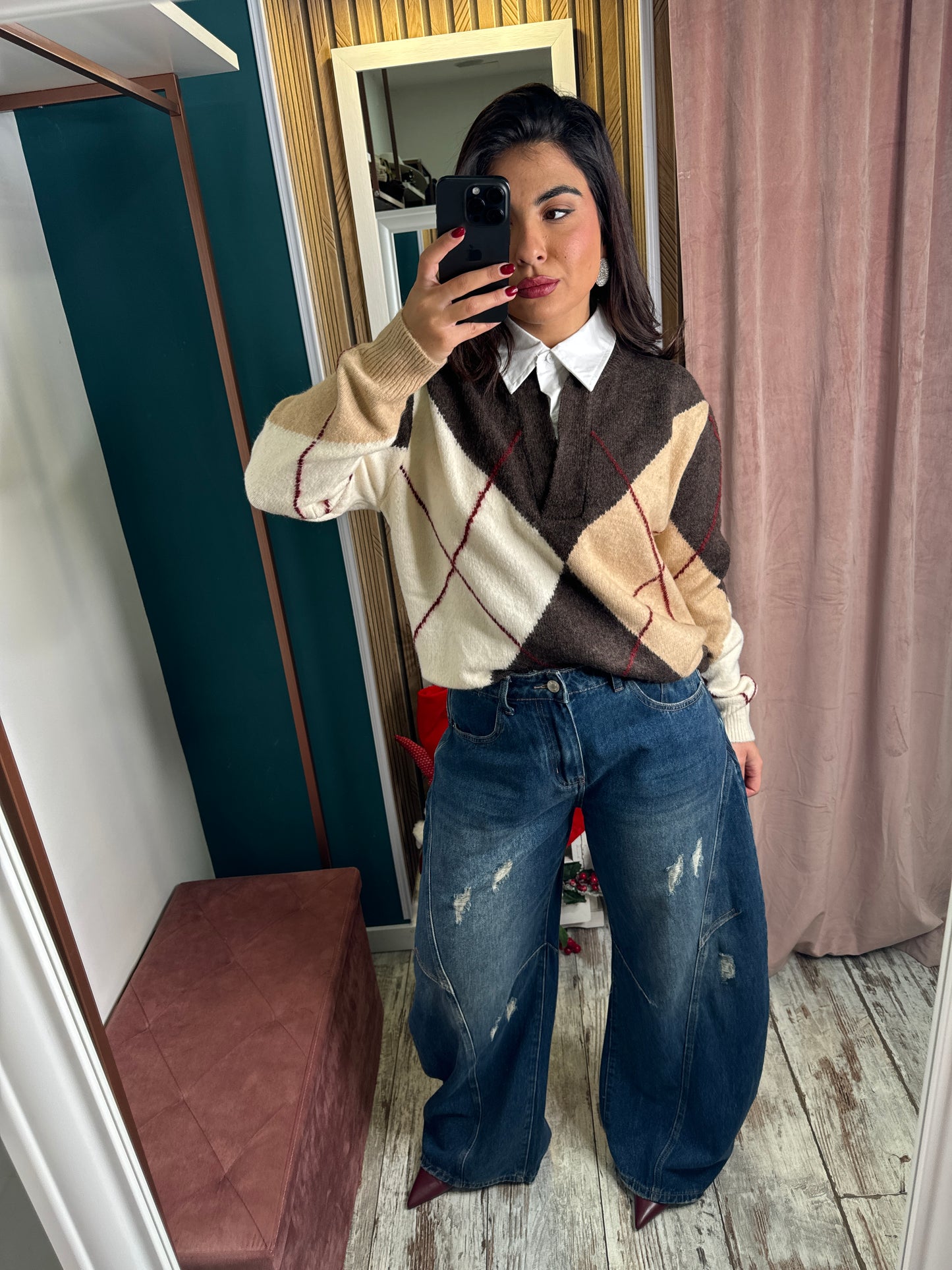 Pullover camicia rombi