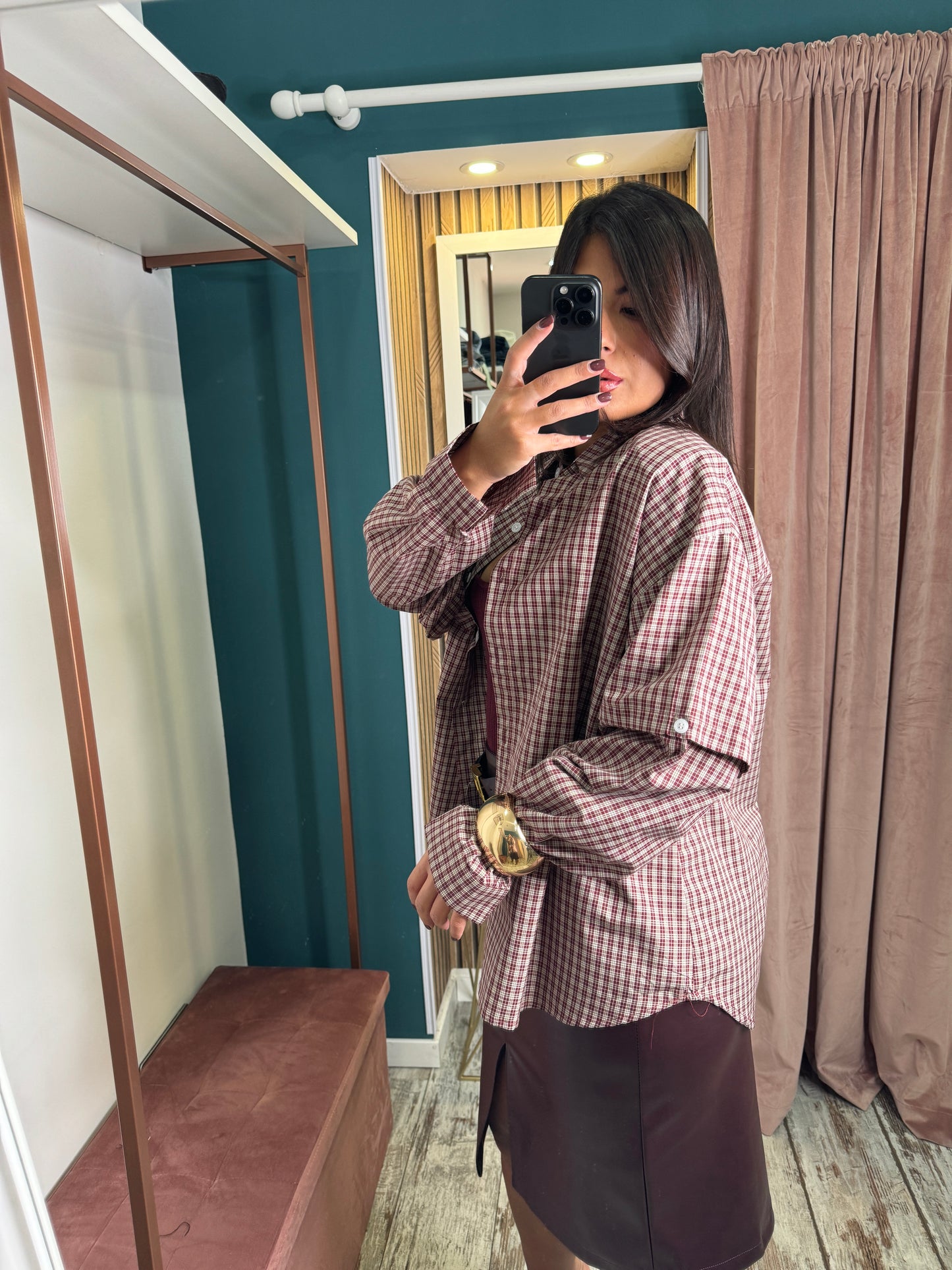 Camicia quadretti bordeaux