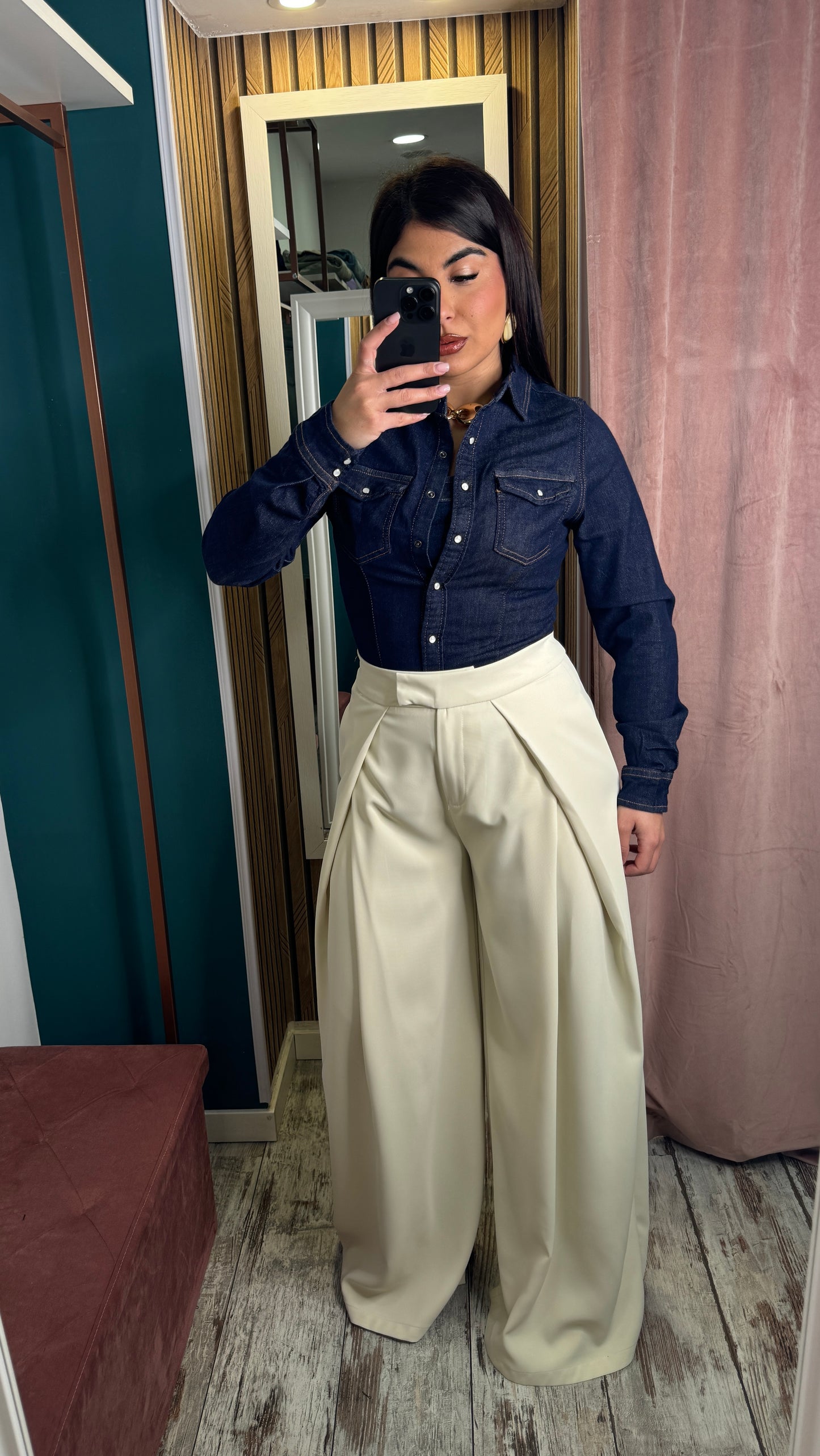Camicia denim blu