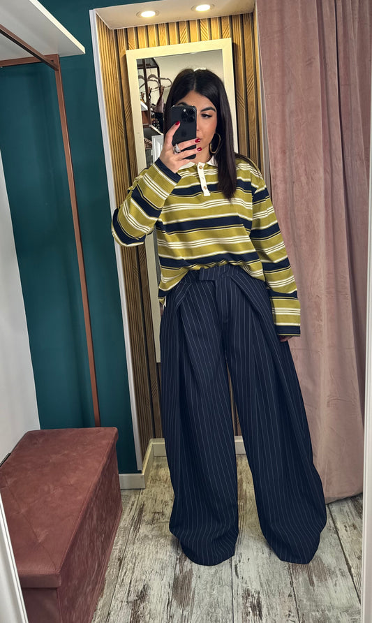 Pantaloni gessati blu