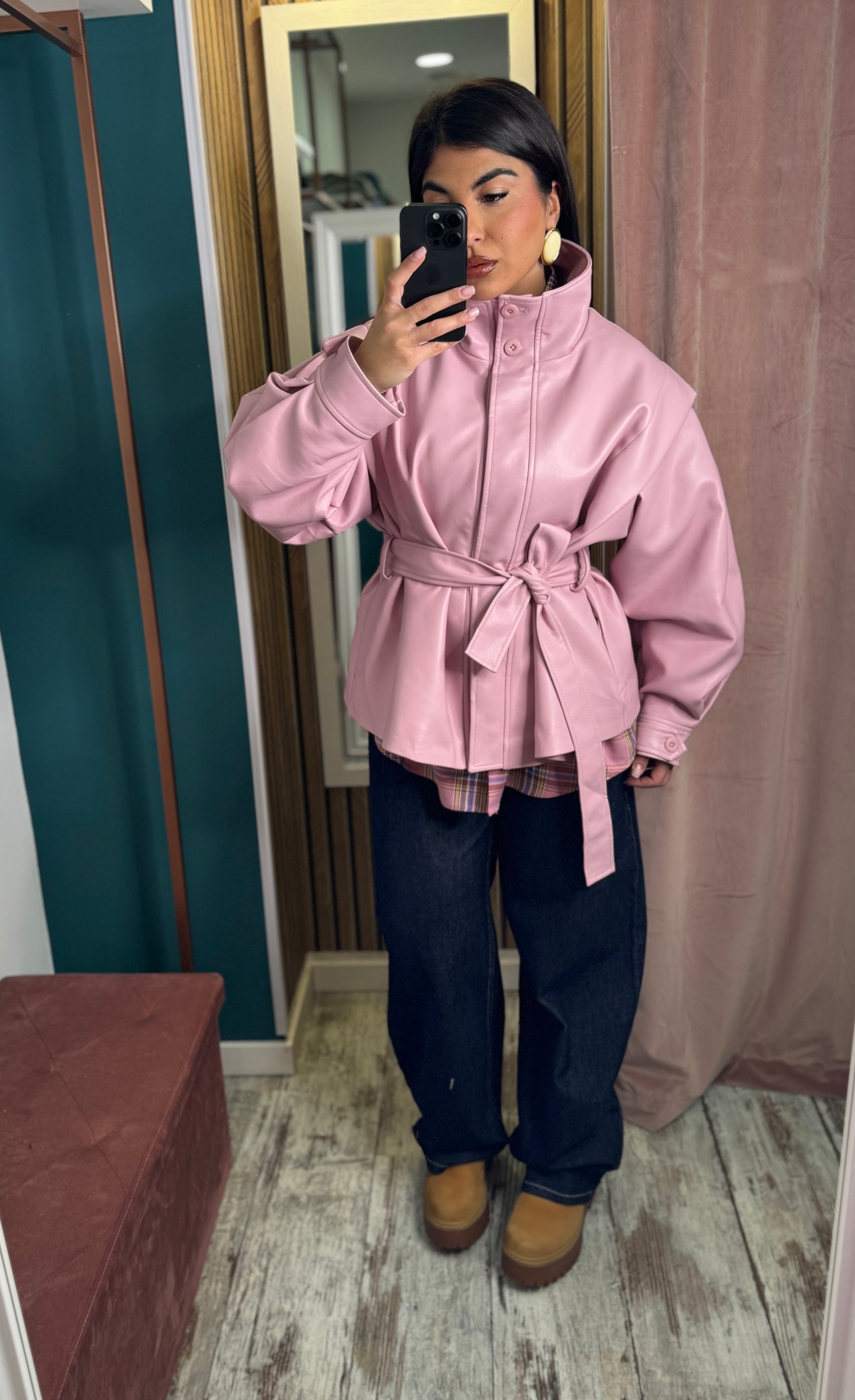 Giubbino ecopelle rosa