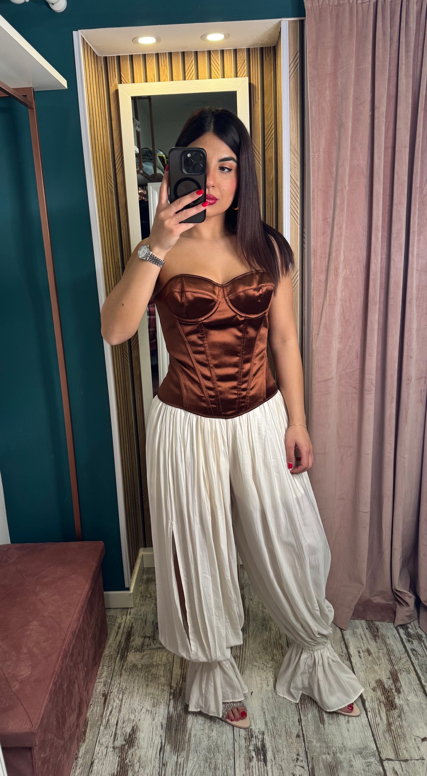 Corpetto brown satin