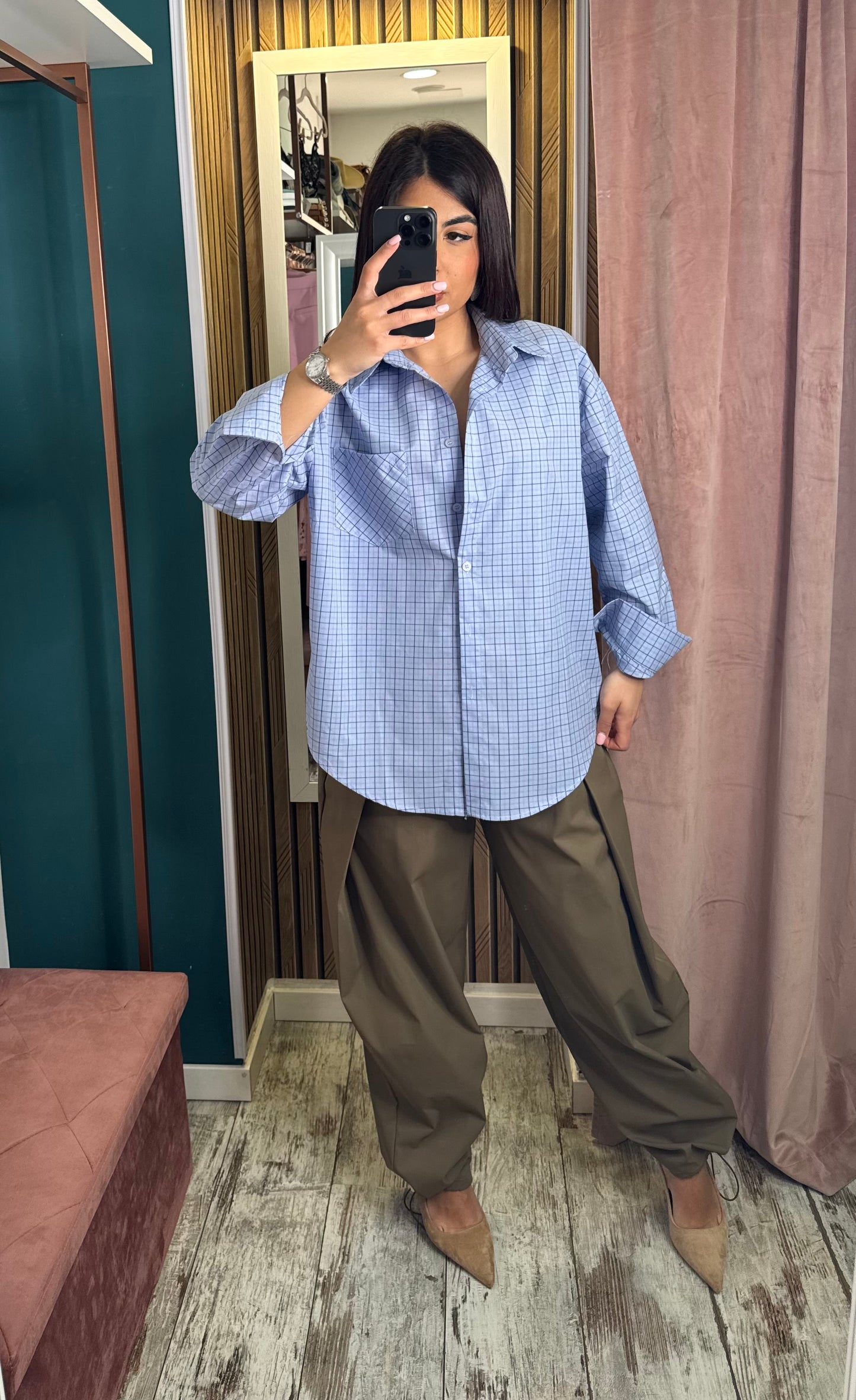 Camicia quadretti azzurra