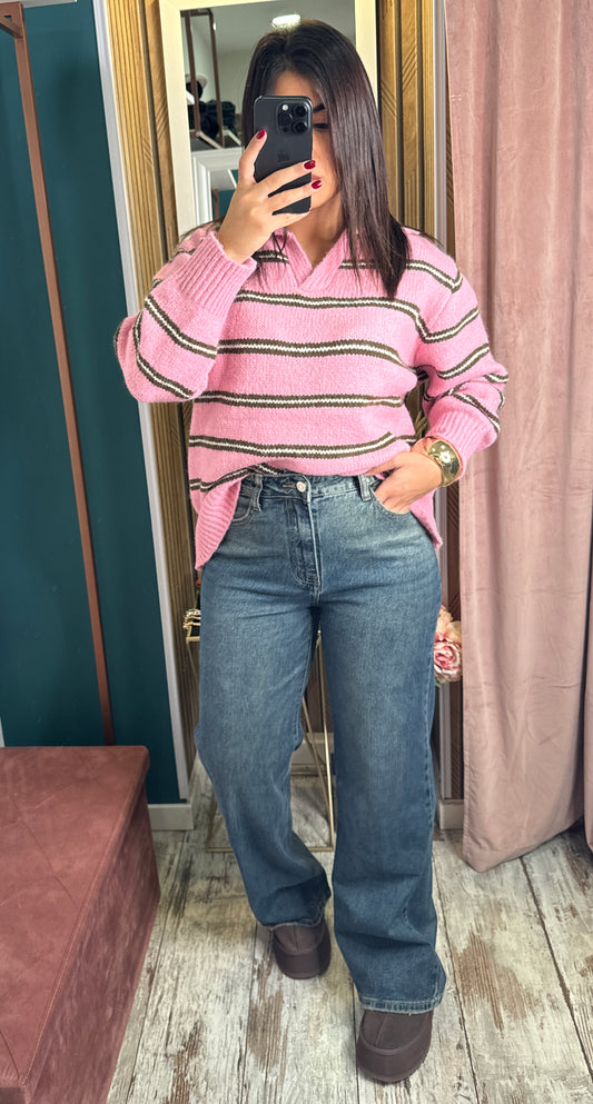 Jeans wide leg sabbia