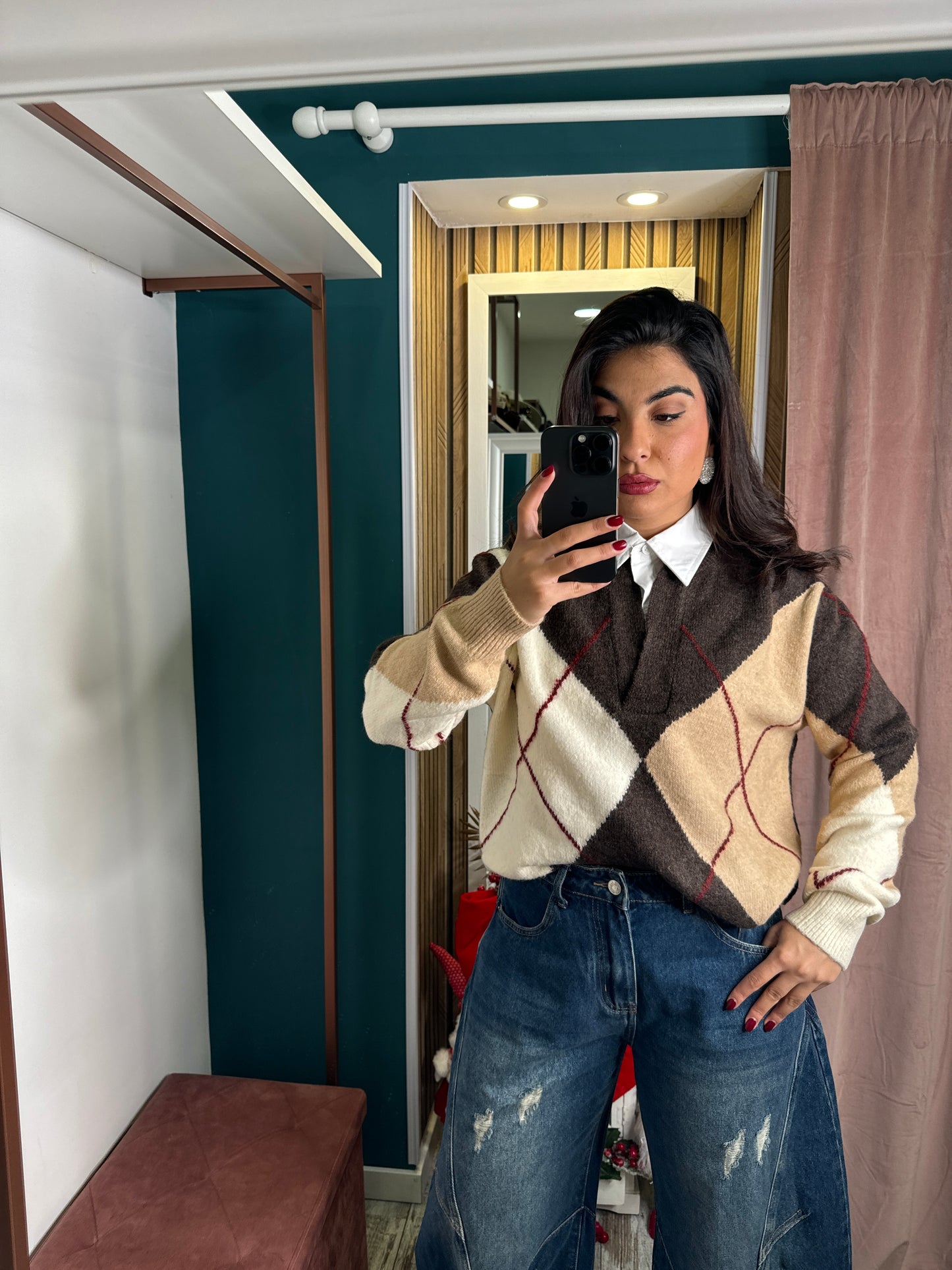 Pullover camicia rombi