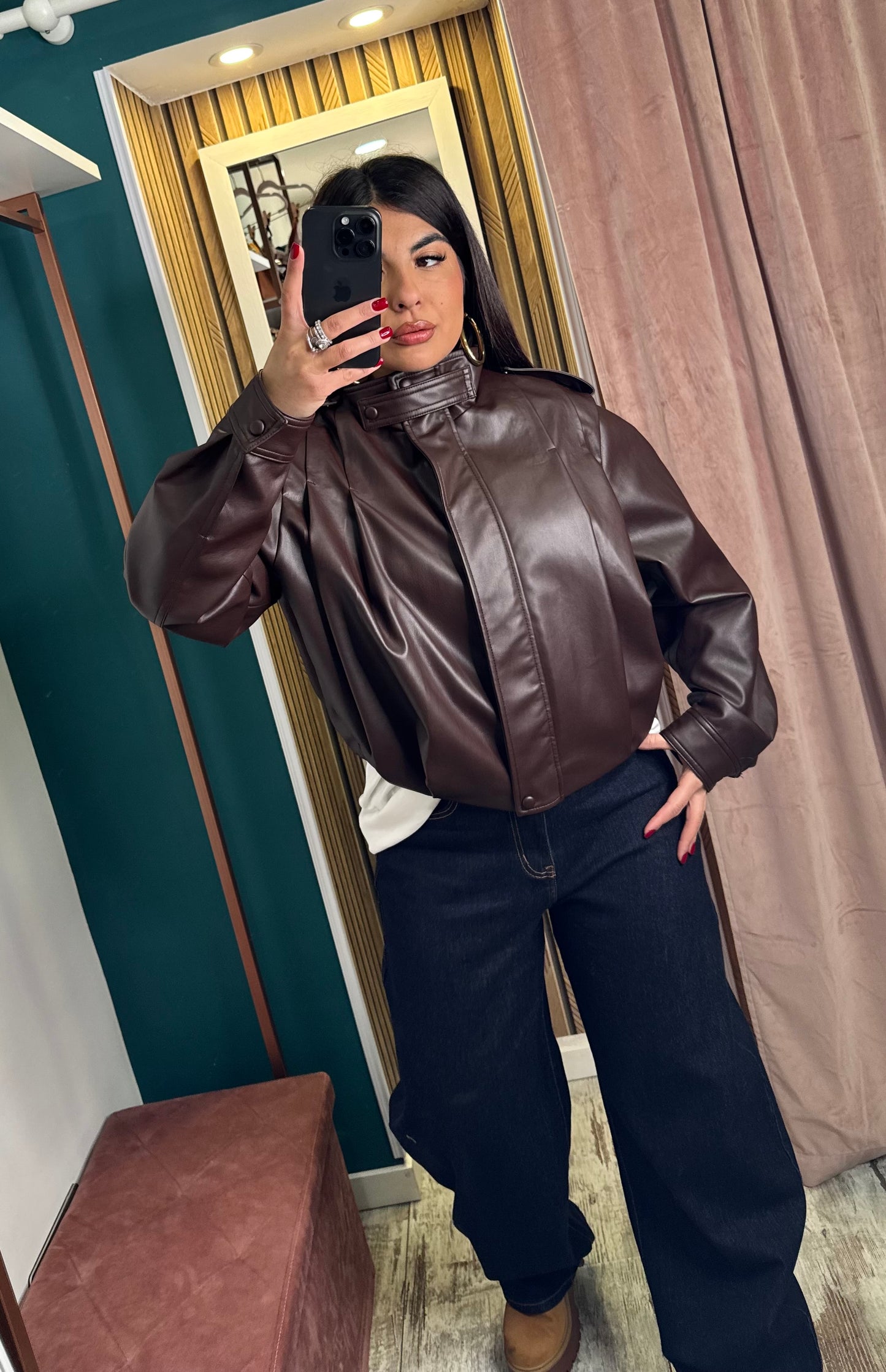 Giubbino crop brown