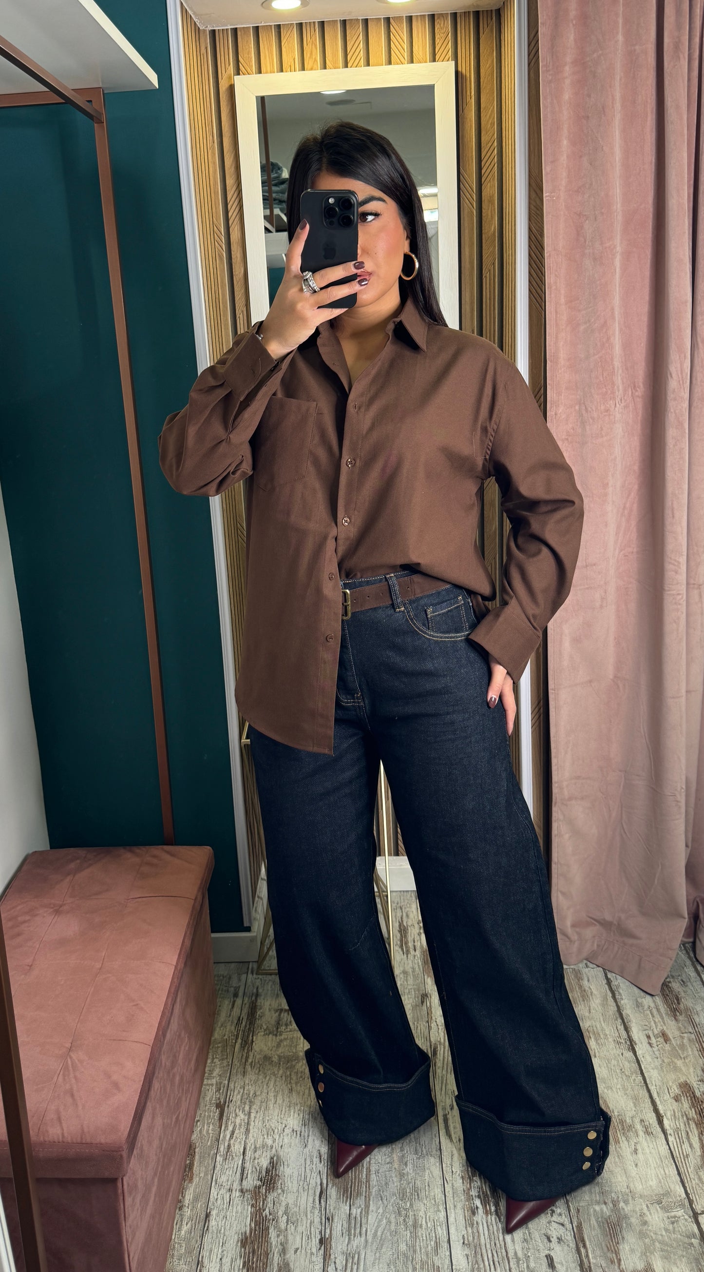 Camicia marrone taschino