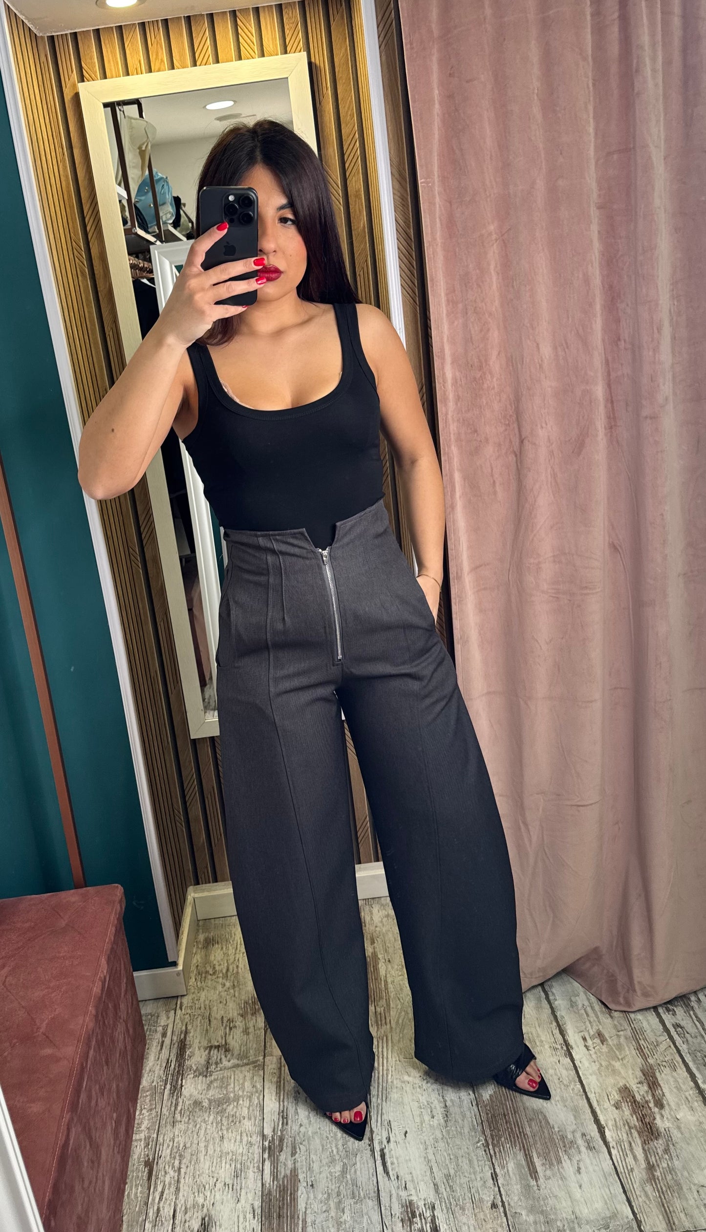 Pants grigio zip