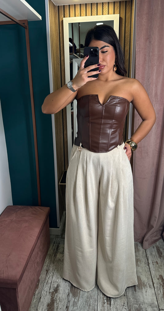 Corpetto ecopelle marrone