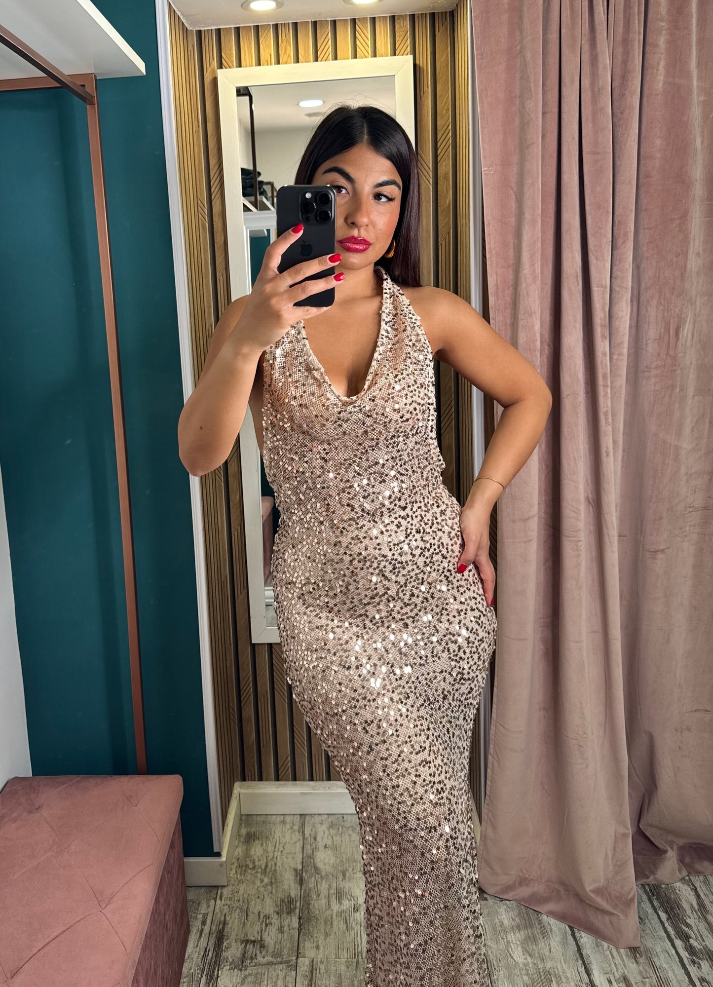 Vestito paillettes gold