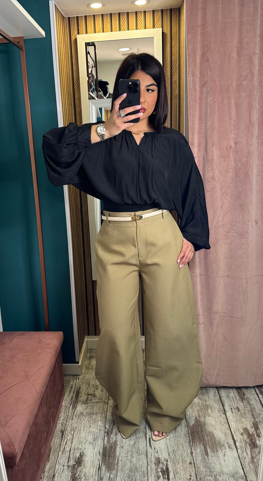 Pantaloni Hela righe olive