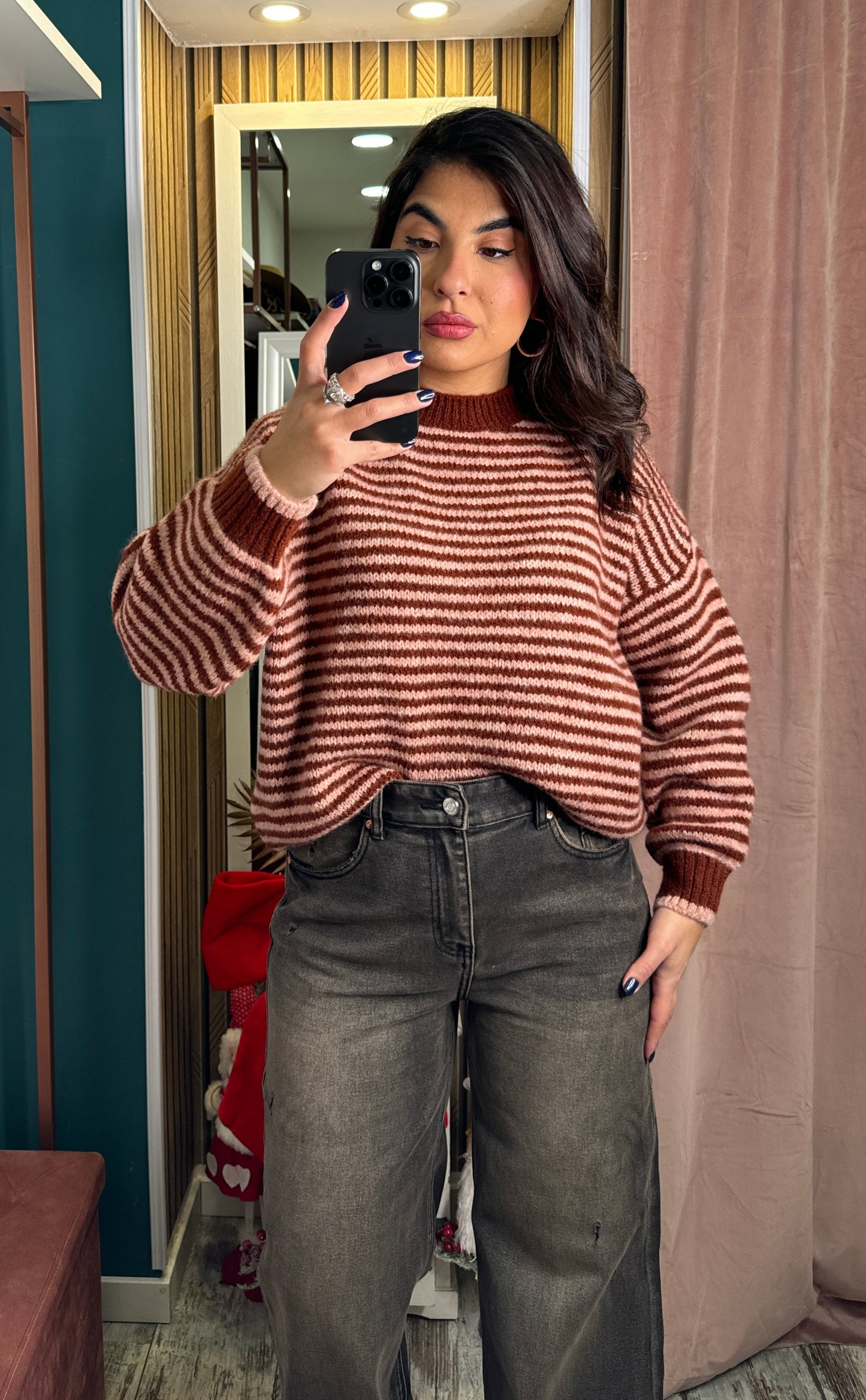 Pullover mezzo collo righe