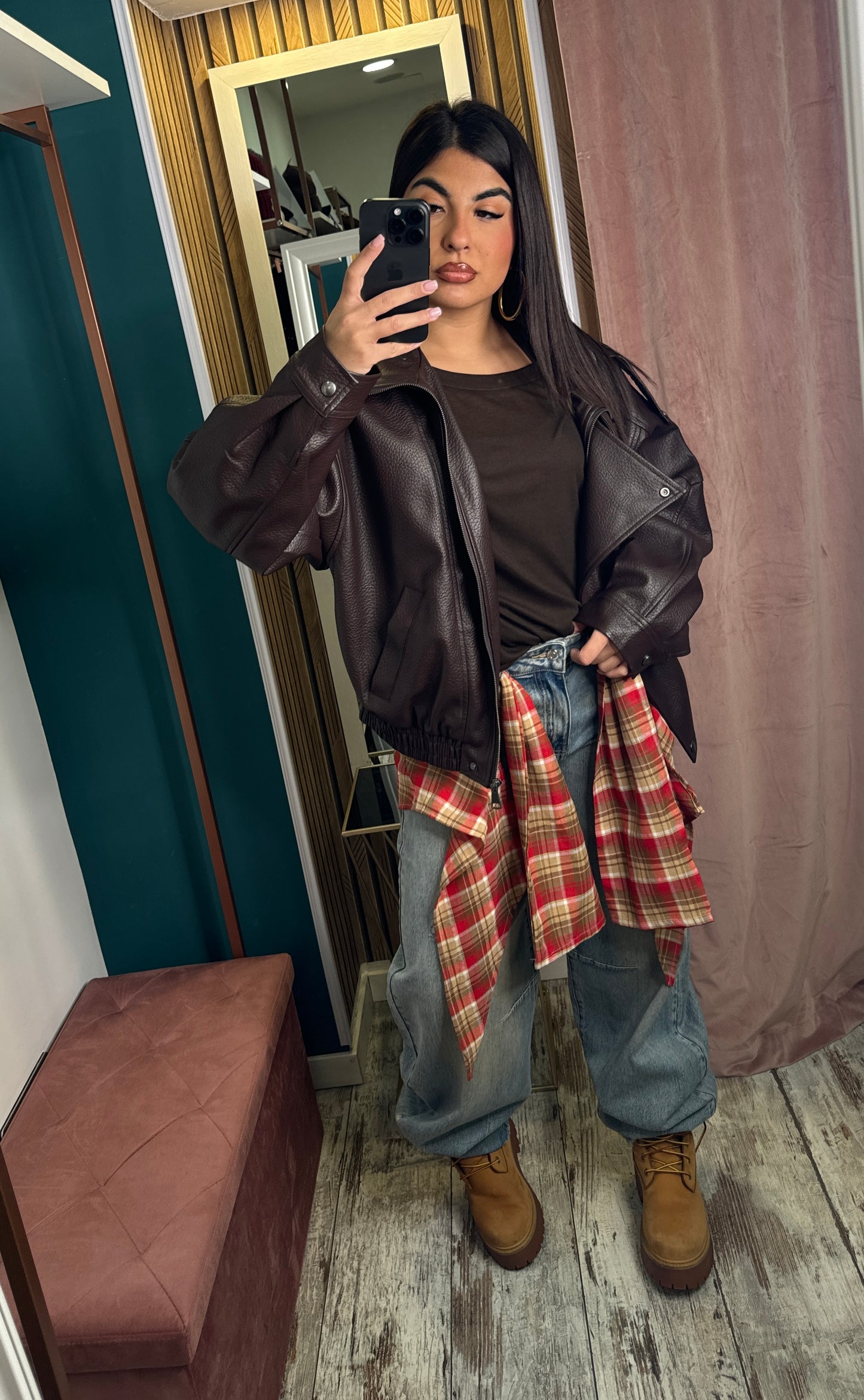Bomber ecopelle martellato