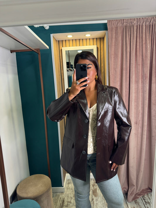 Giacca leather brown