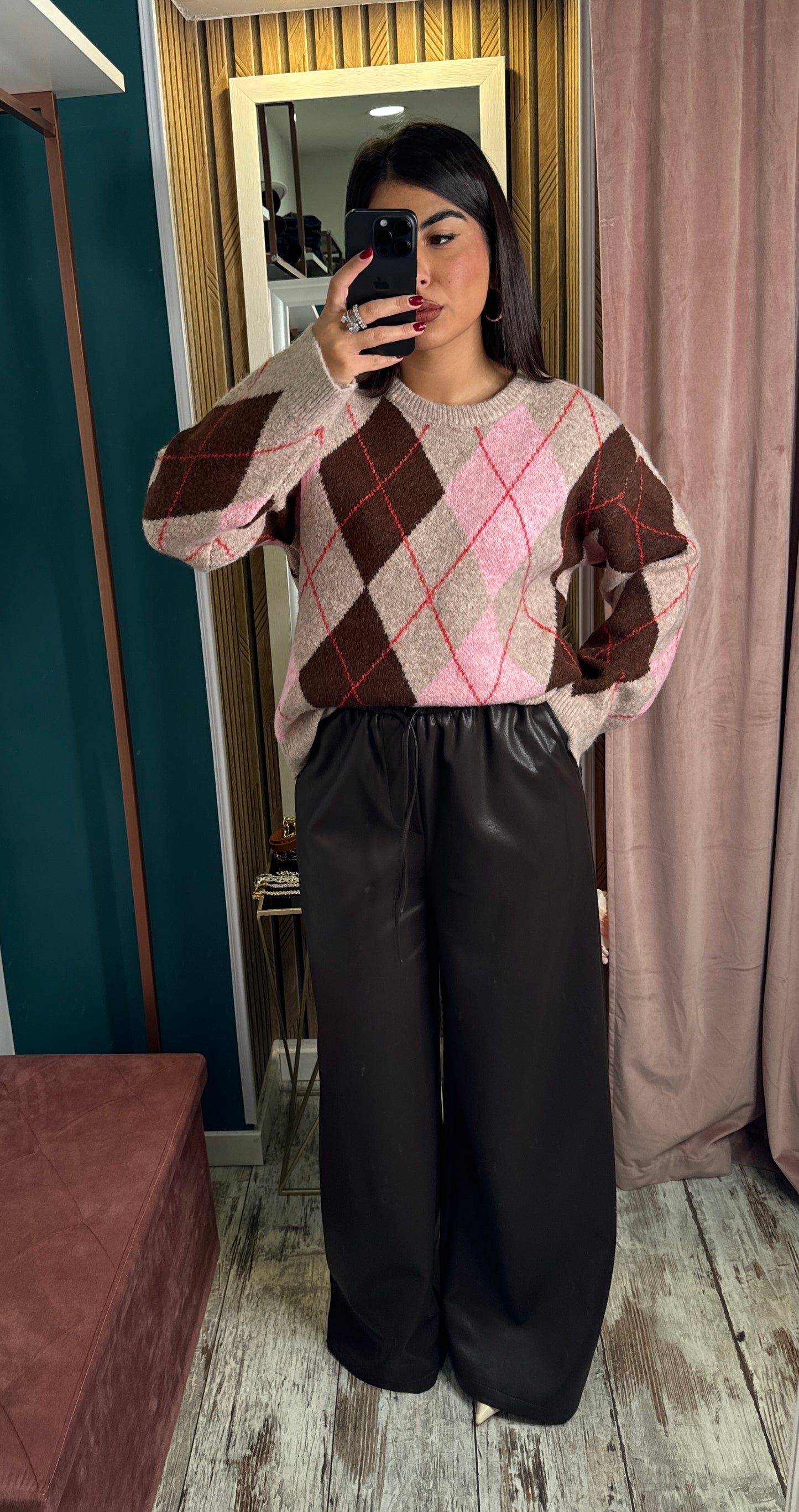 Pantaloni ecopelle choco