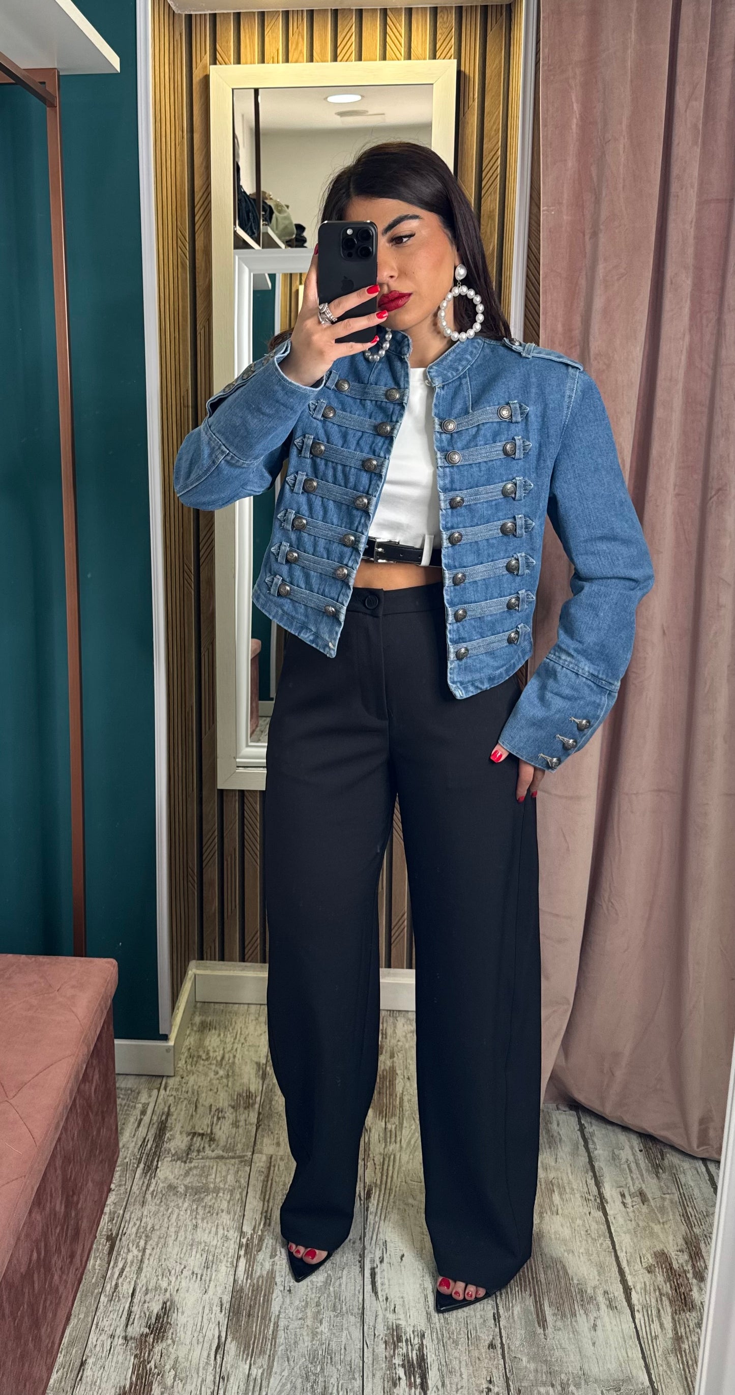 Giubbino denim Mochy bleu