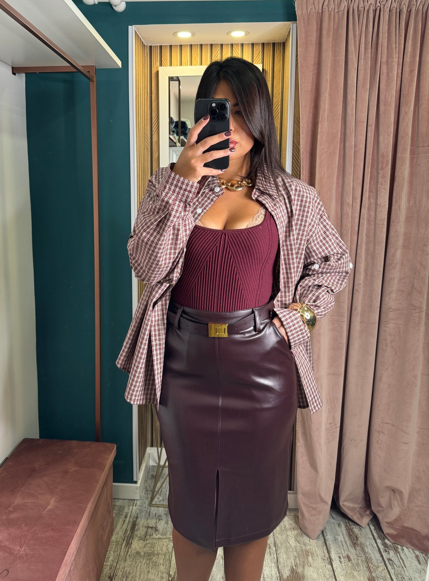 Camicia quadretti bordeaux