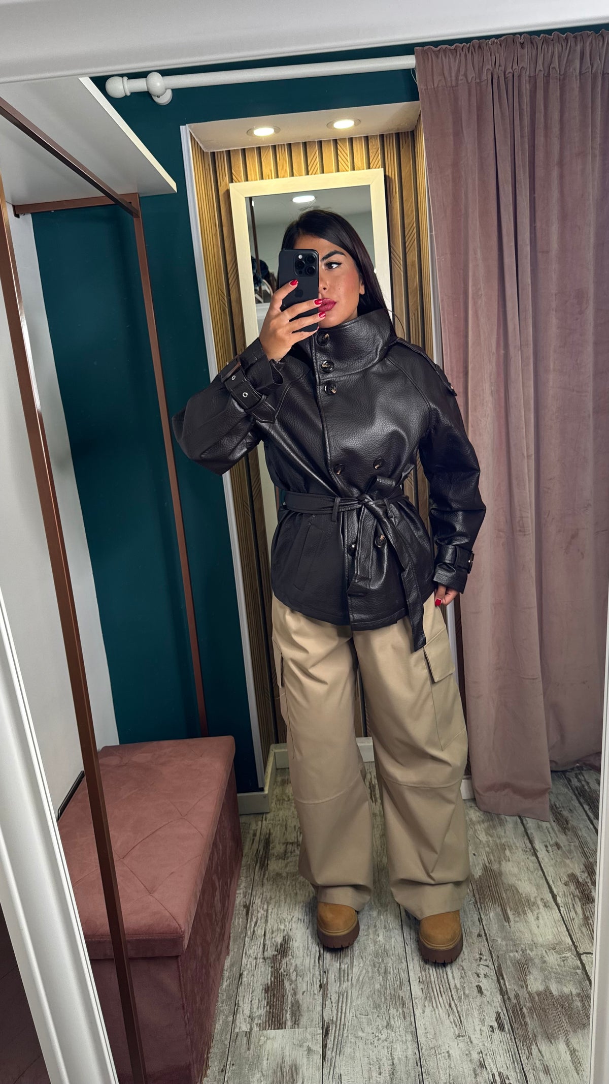 Trench ecopelle martellato Brown