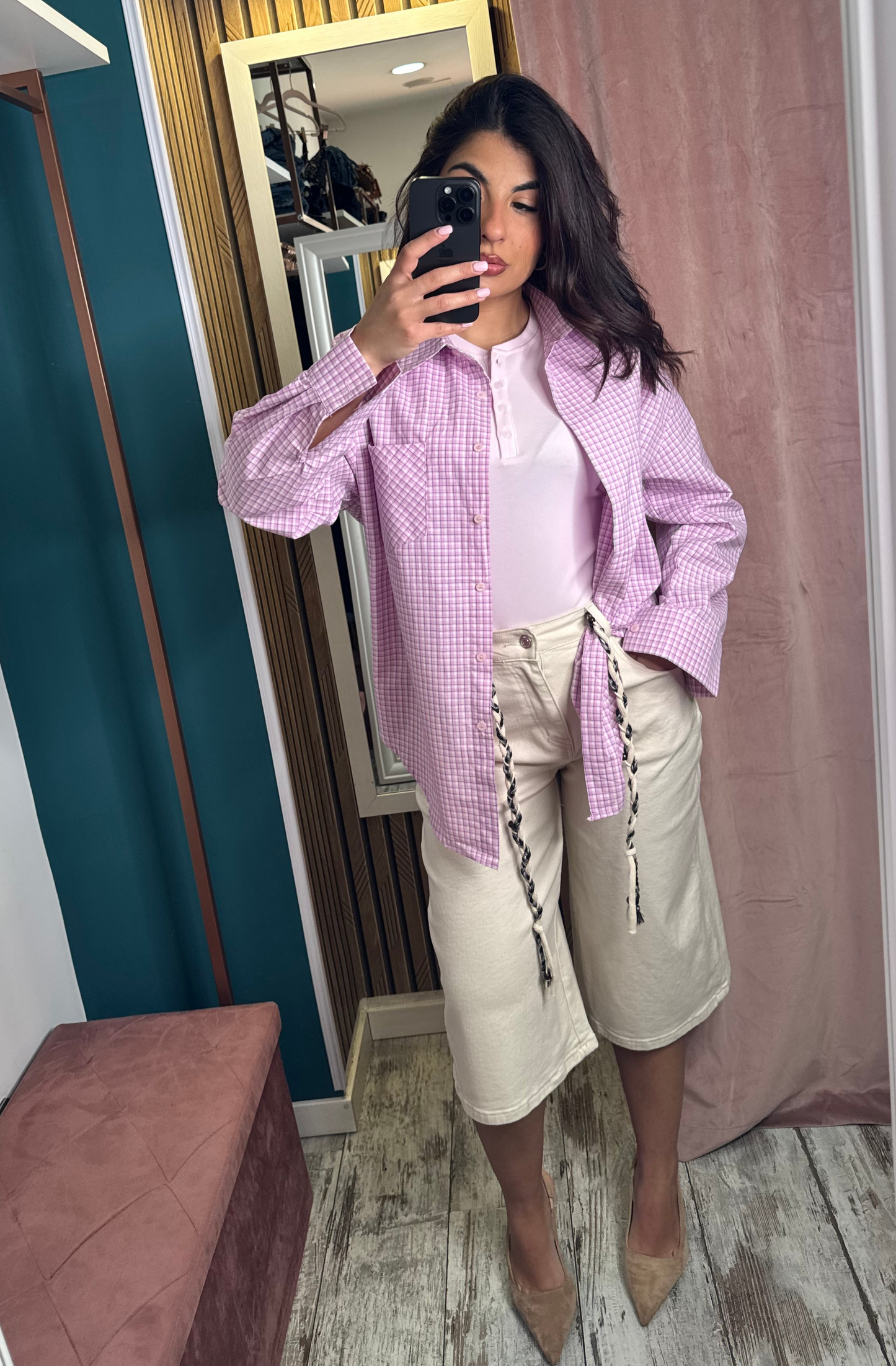Camicia quadretti rosa