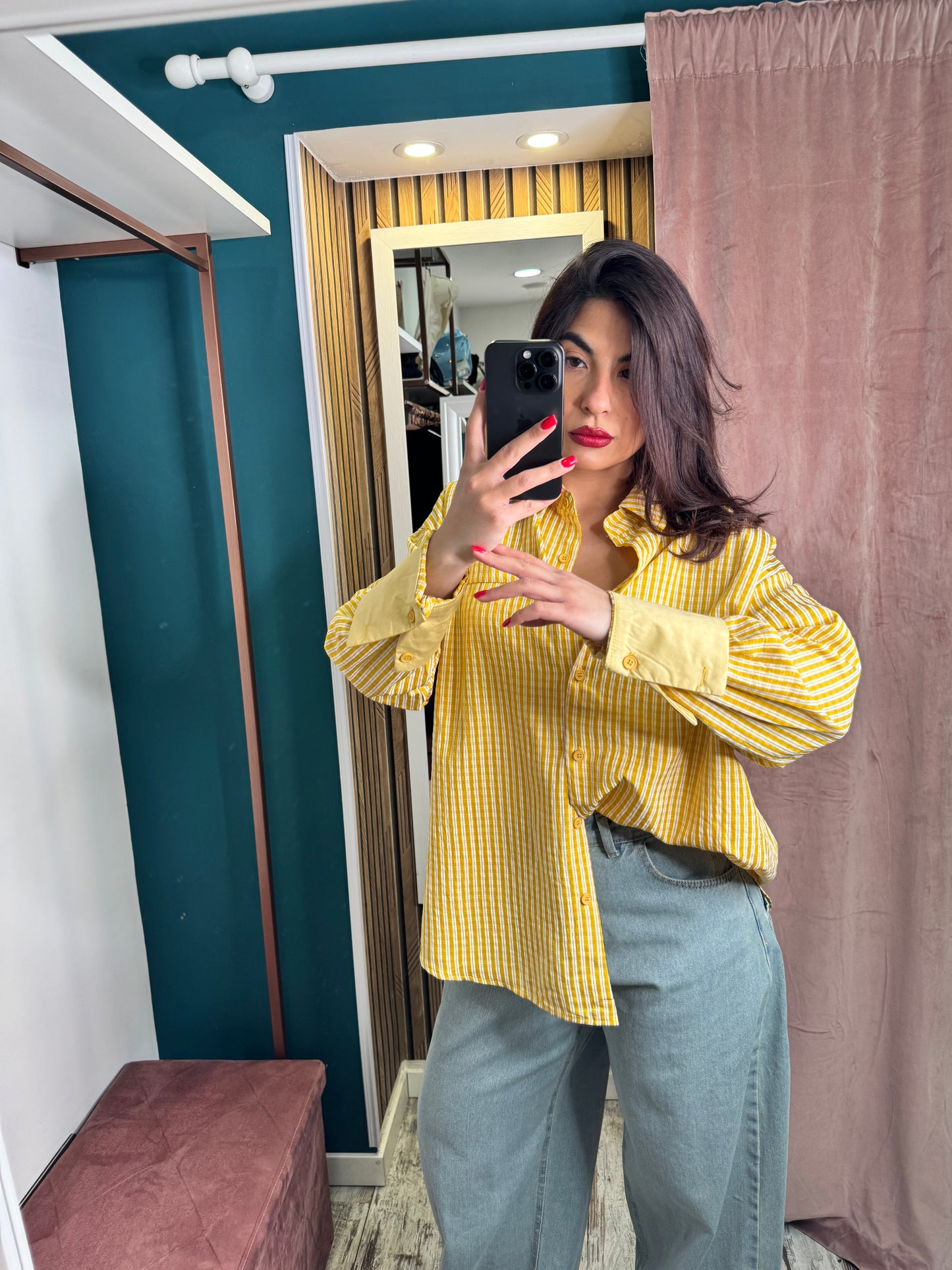 Camicia quadretti gialla