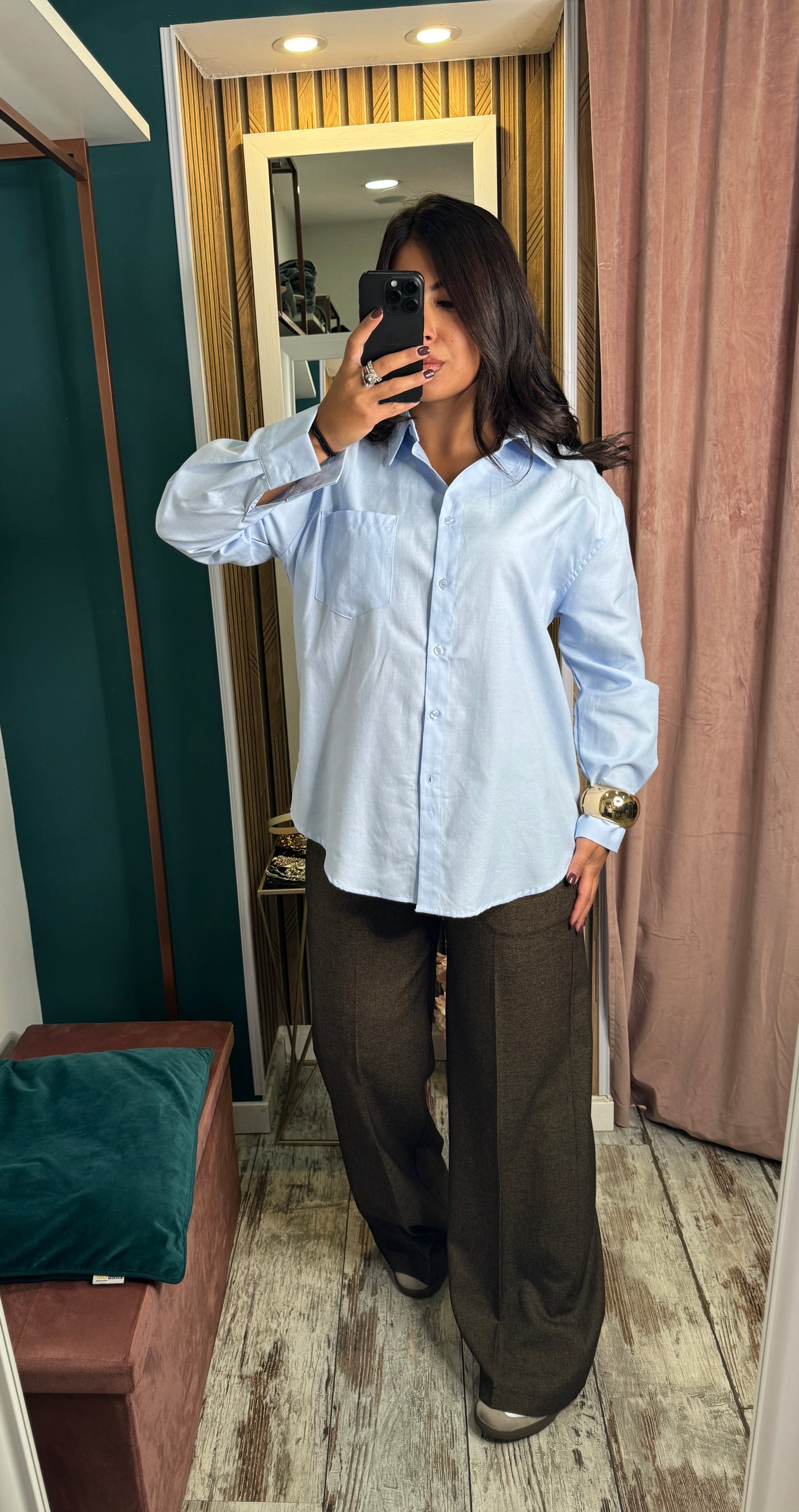 Camicia tinta unita azzurra