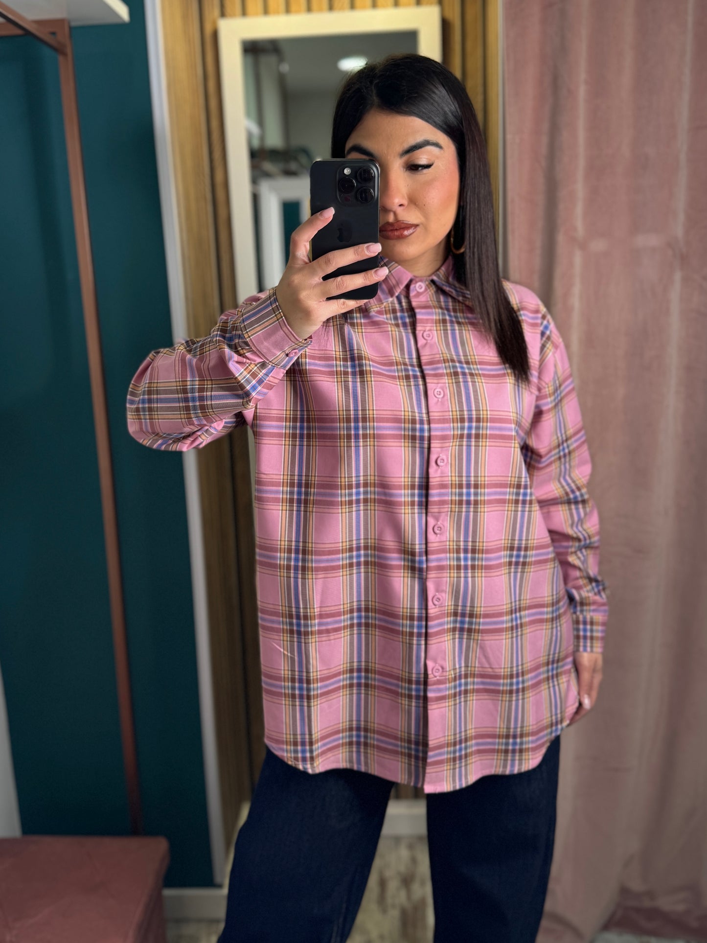 Camicia quadretti rosa
