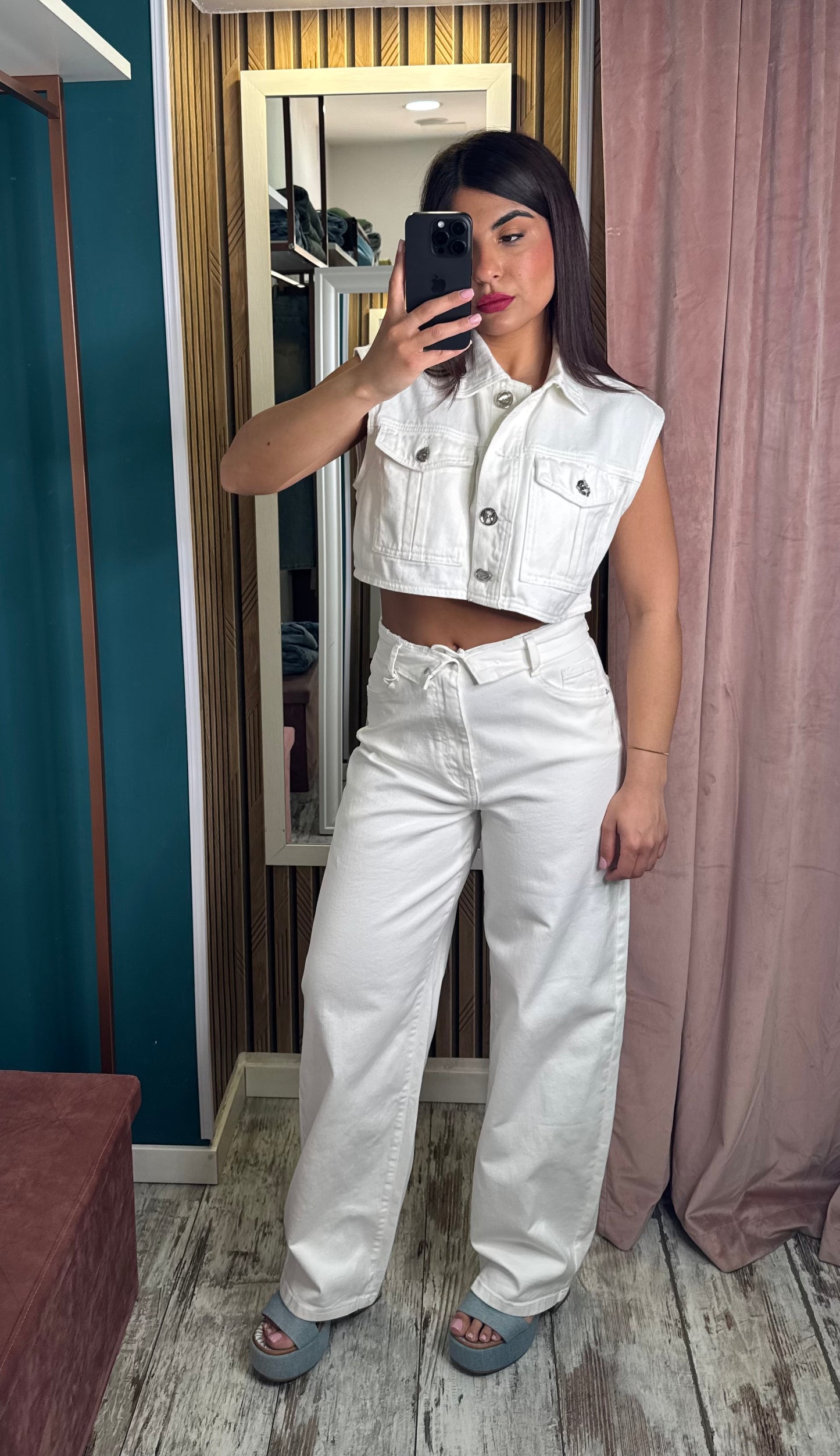 Jeans bianco bustino