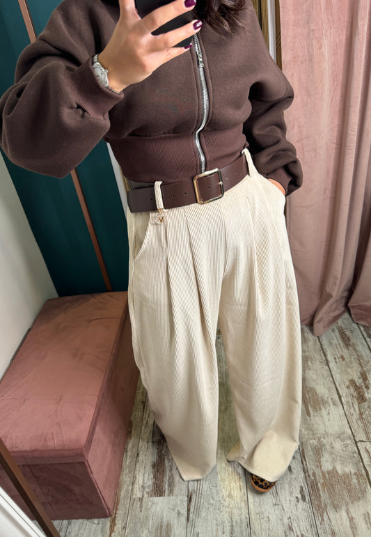 Pantaloni velluto panna