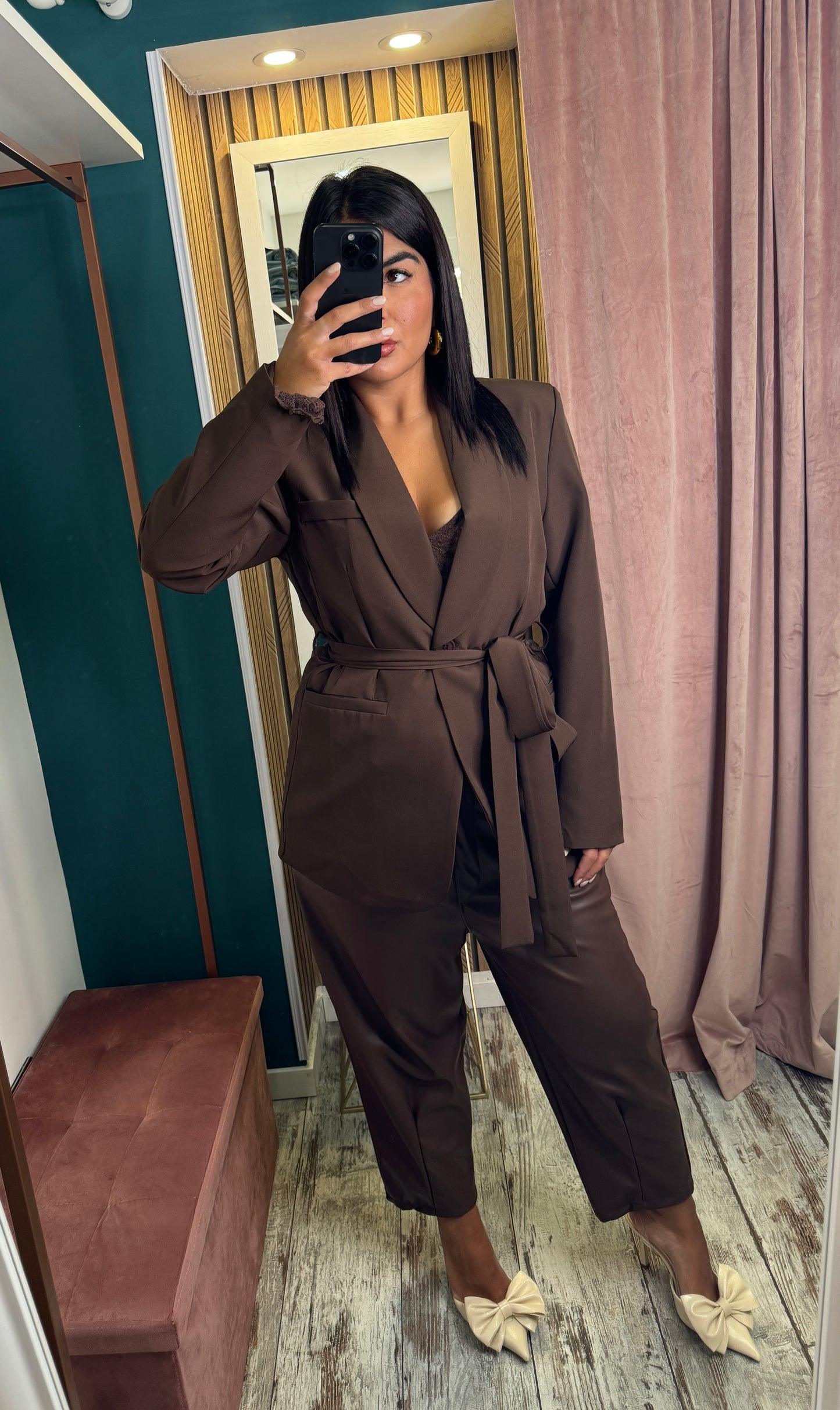 Pantaloni ecopelle choco