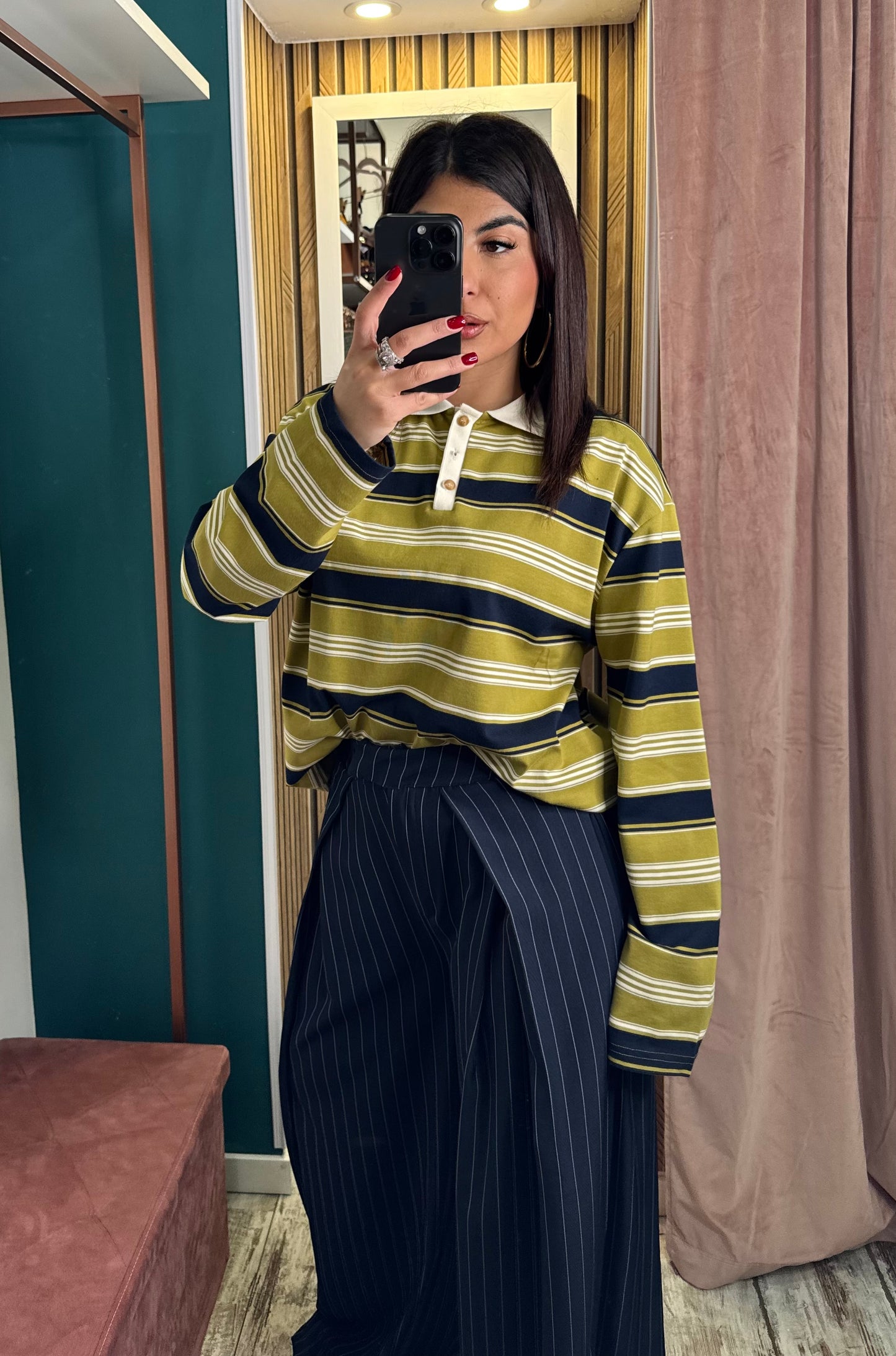 Polo righe green/blue