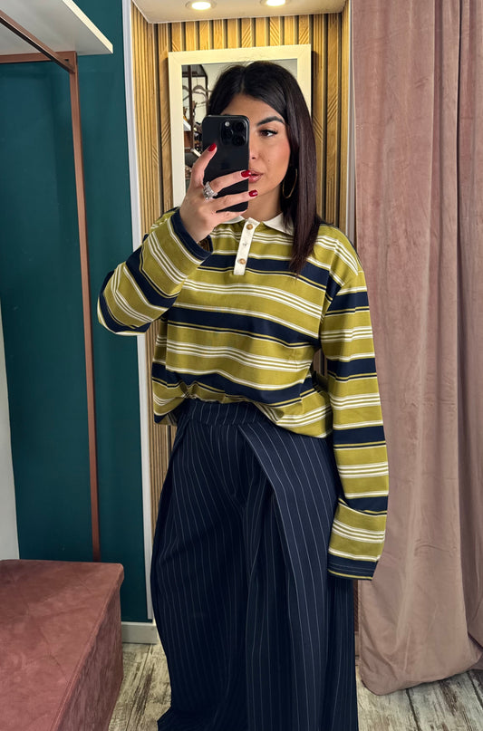 Polo righe green/blue